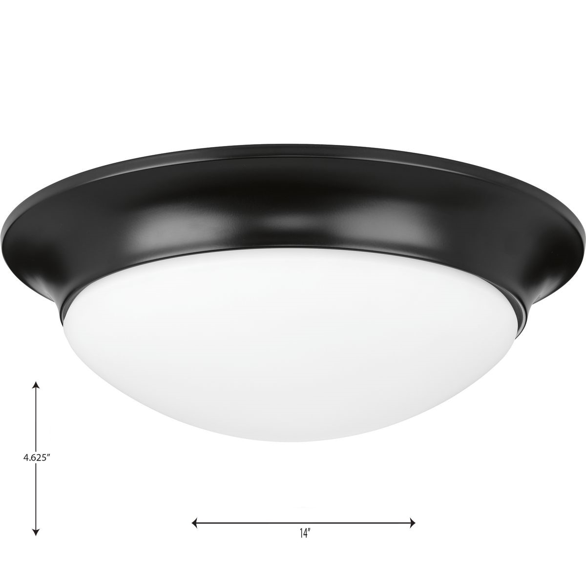 Matte Black and Etched Glass 14" Flush Mount Light