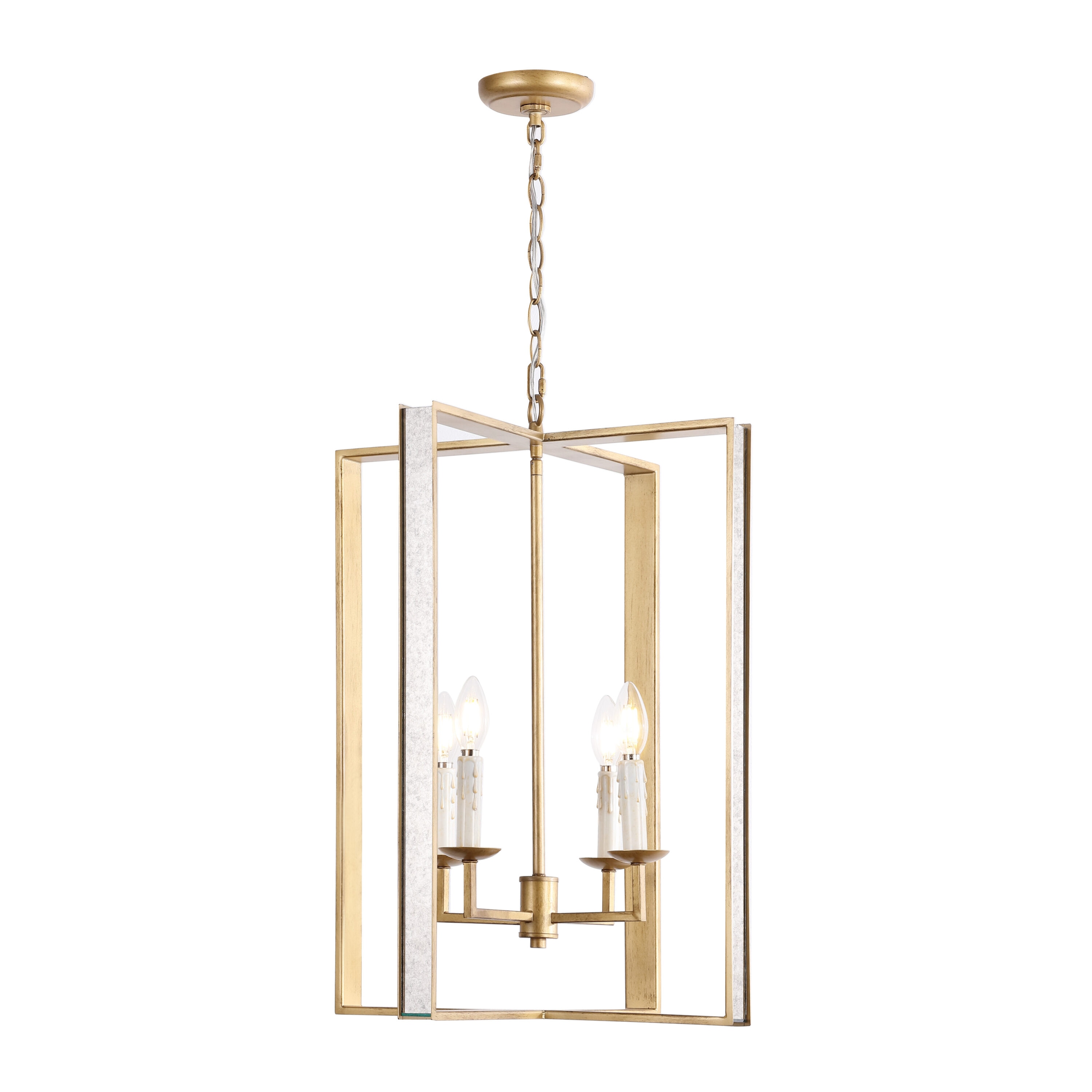 Antique Gold 18" Glass and Metal LED Pendant Light