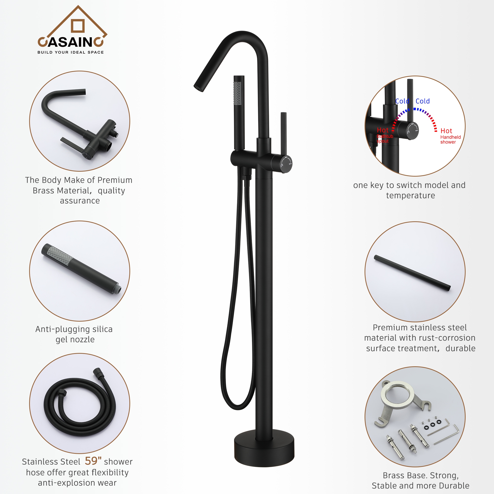 CASAINC RB0768-WE Roman-Tub-Faucets - View #8