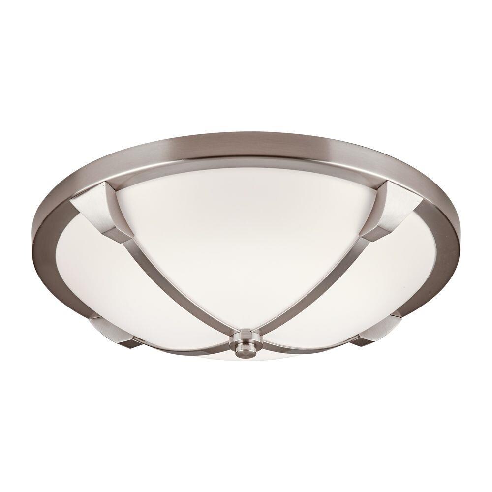 PLC Lighting 84455SN 1-Light 14-in Satin Nickel LED Flush Mount Light