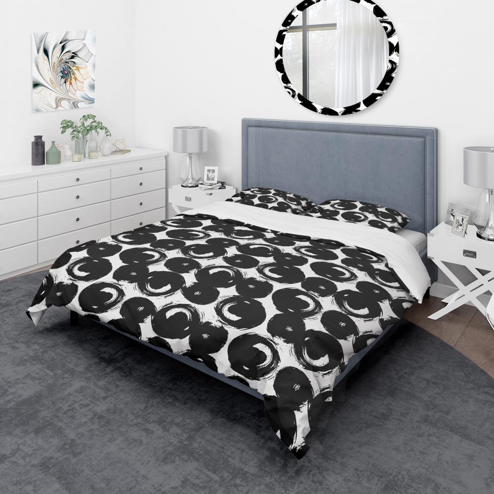 Designart BED19335-Q 3 -Piece Black Queen Duvet cover Set