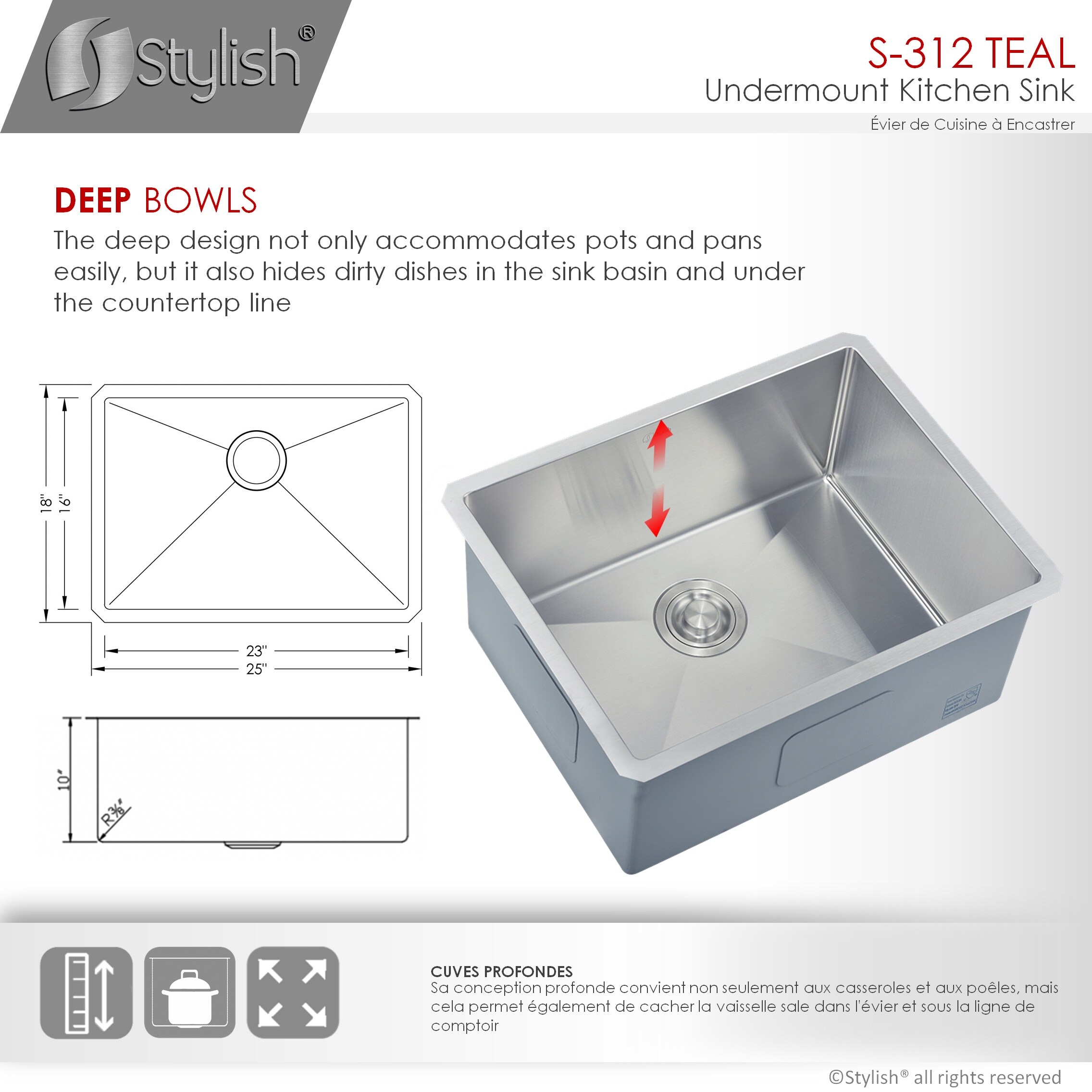 Stylish S-312XG Kitchen-Sinks - View #8