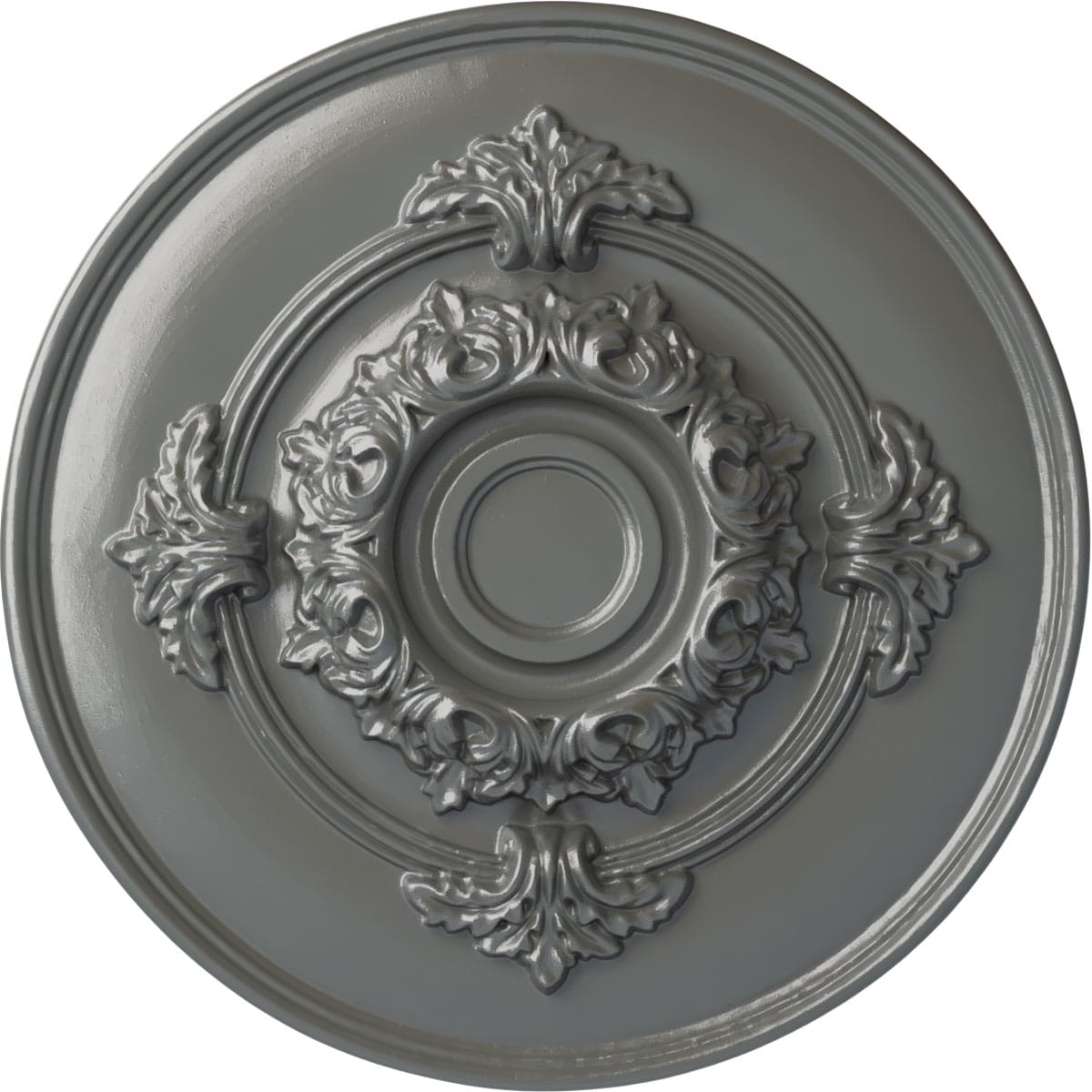 Ekena Millwork CM13MOSLS Monique 13.75-in W x 13.75-in L Painted Silver Polyurethane Whole Ceiling Medallion