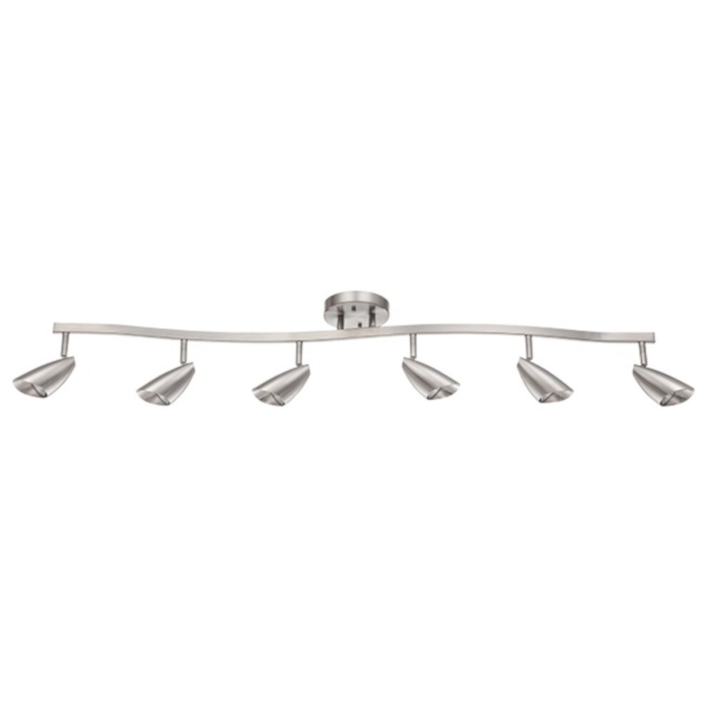 Sunset Lighting 427216 44.0-in 6 -Light Bright Satin Nickel GU10 pin base Transitional Linear Track Lighting Kit with Confined Pivoting Heads