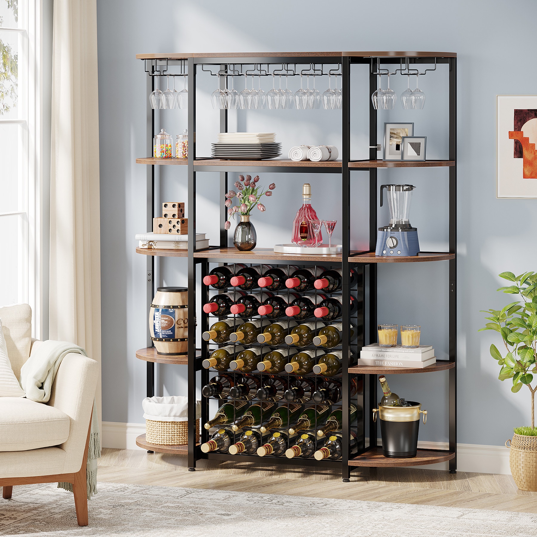 Plastic Wine Bottle Holder Stackable Racks, Vertical Standing Display Stand,  Modern Decorative Organizer for Fridge, Kitchen Countertops, Pantry,  Cupboards, Cabinets(Holds 3 Bottles) 