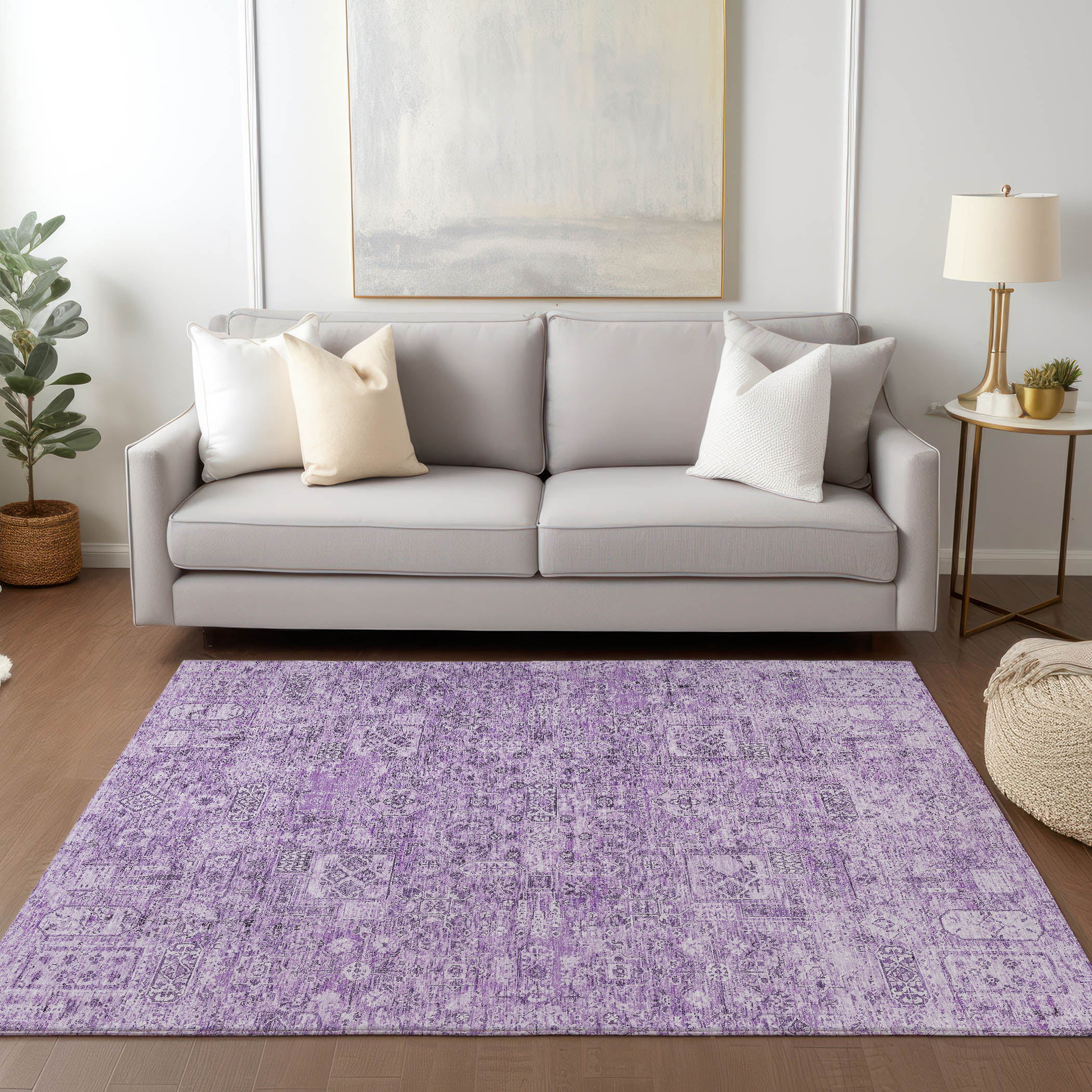 Addison Rugs ACN611LL8X10 Chantille ACN611LL 8 x 10 (ft) Polyester Lilac Rectangular Indoor/Outdoor Abstract Machine washable Area rug