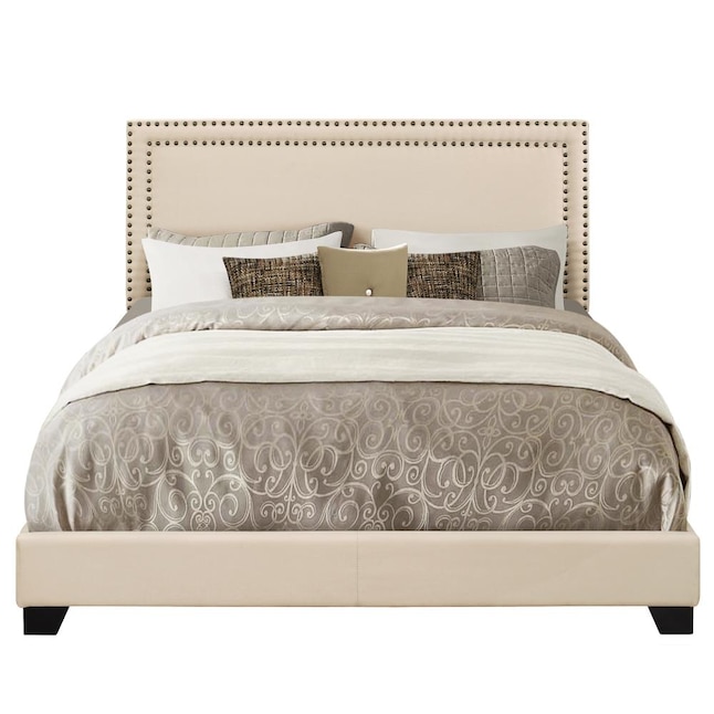 Homefare Upholstered King Bed With, Cream Upholstered King Bed