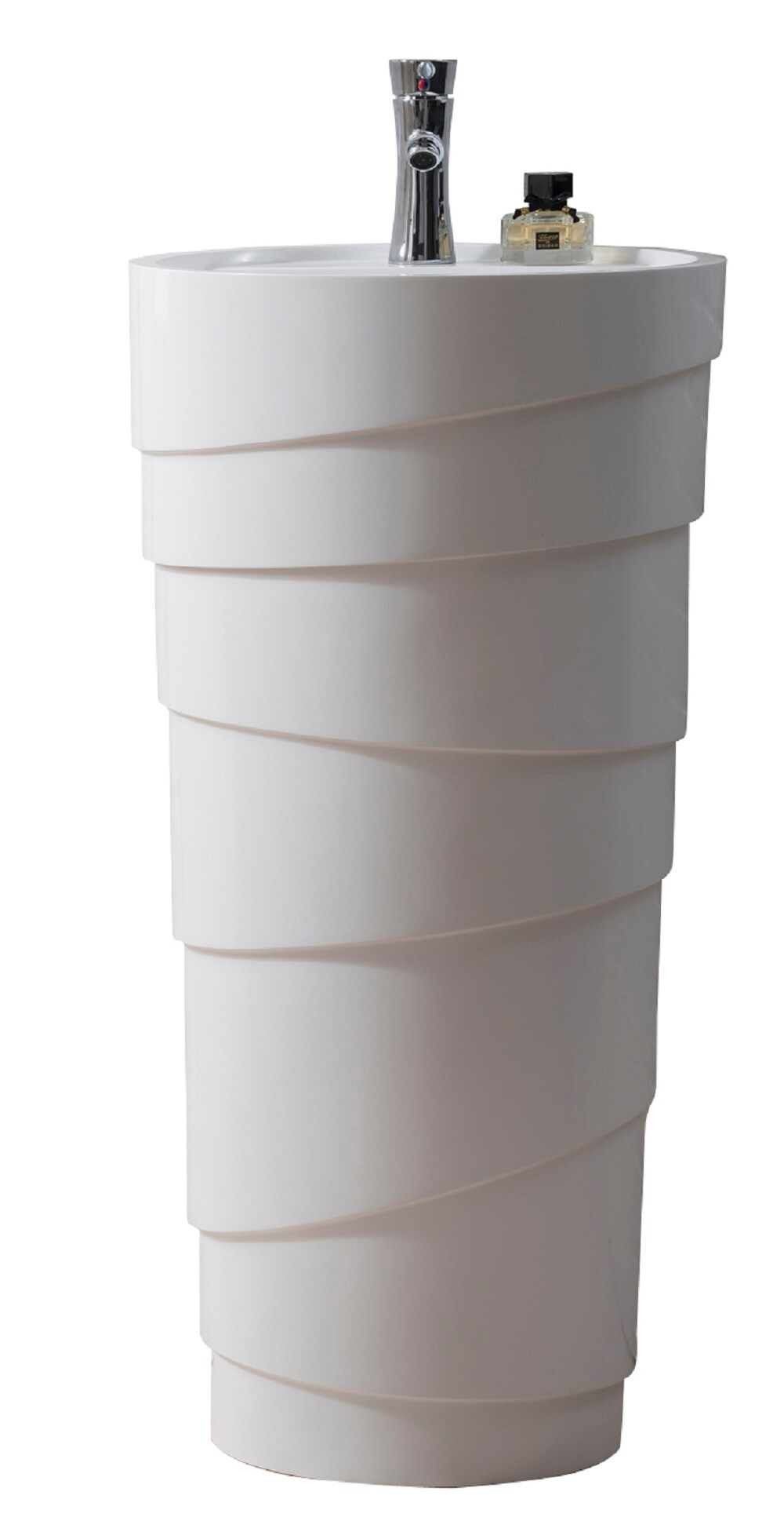 James Martin Vanities Quebec Solid Surface Pedestal Sink in Bright White