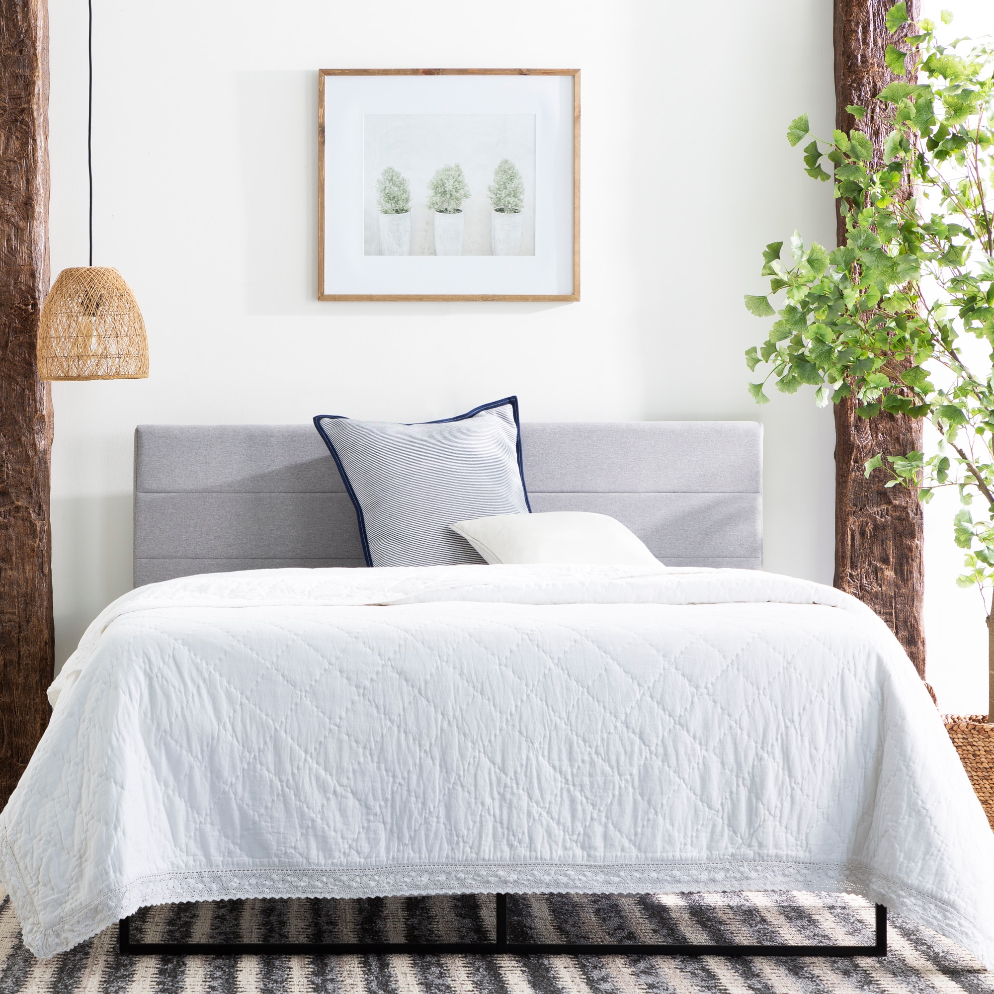 Brookside BSFF0102STUHB Stella Three Channel Stone Full Polyester Upholstered Headboard