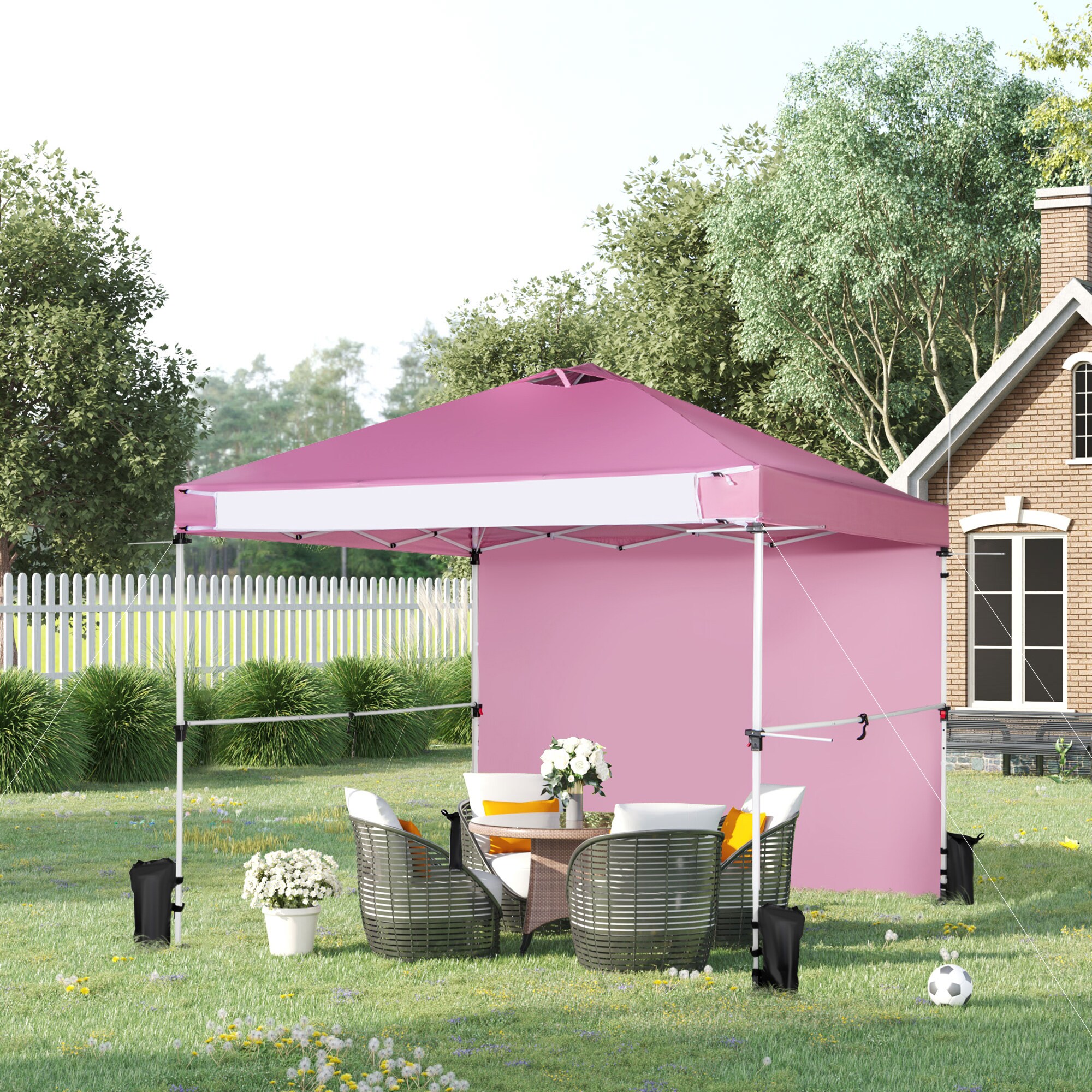 WELLFOR 10-ft x 10-ft Rectangle Pink Pop-up Canopy in the Canopies ...