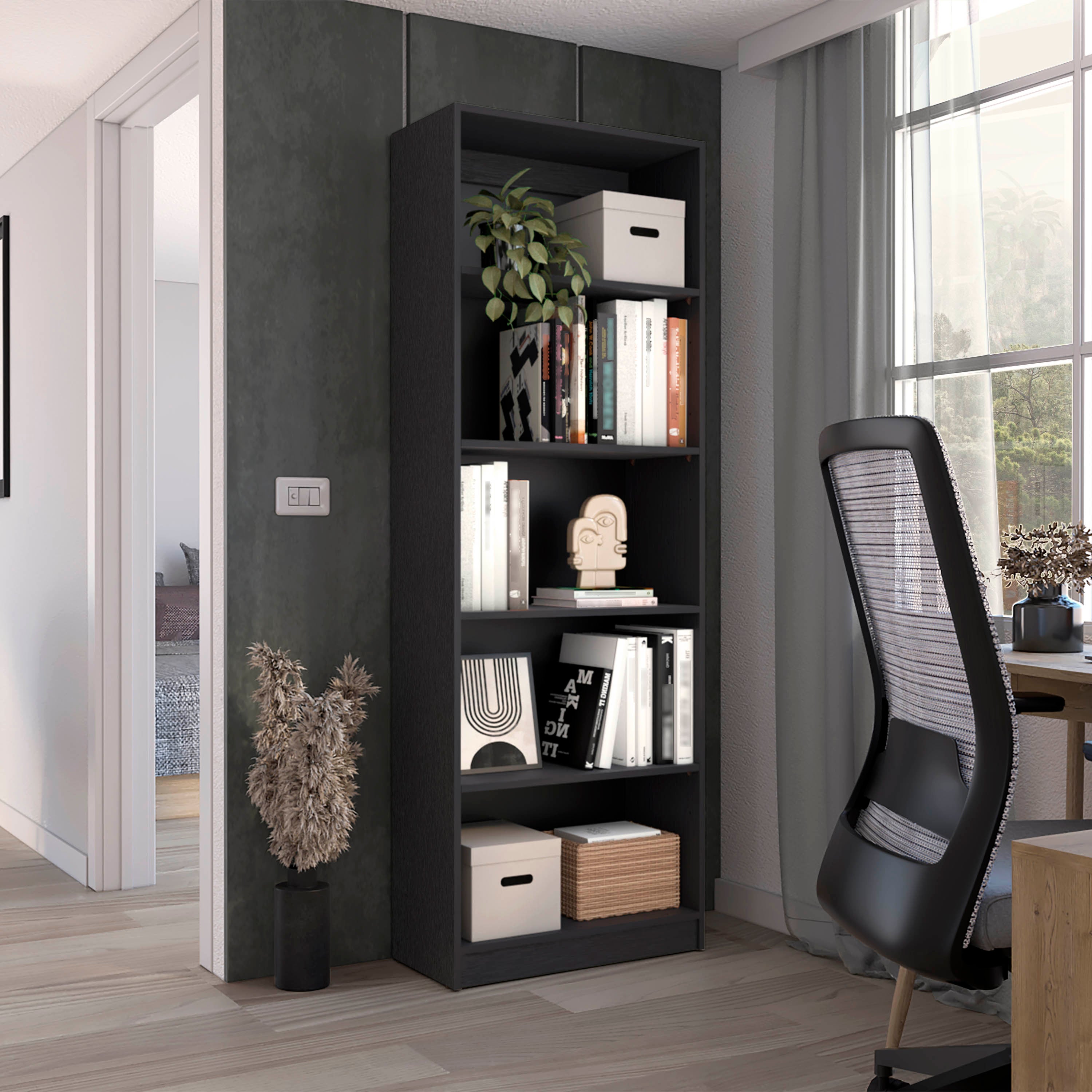 ToolCat NGG30-56-DSG Black MDF 4 -Shelf Bookcase ( 24.7-in W x 71.1-in H x 11.7-in D ) Finished