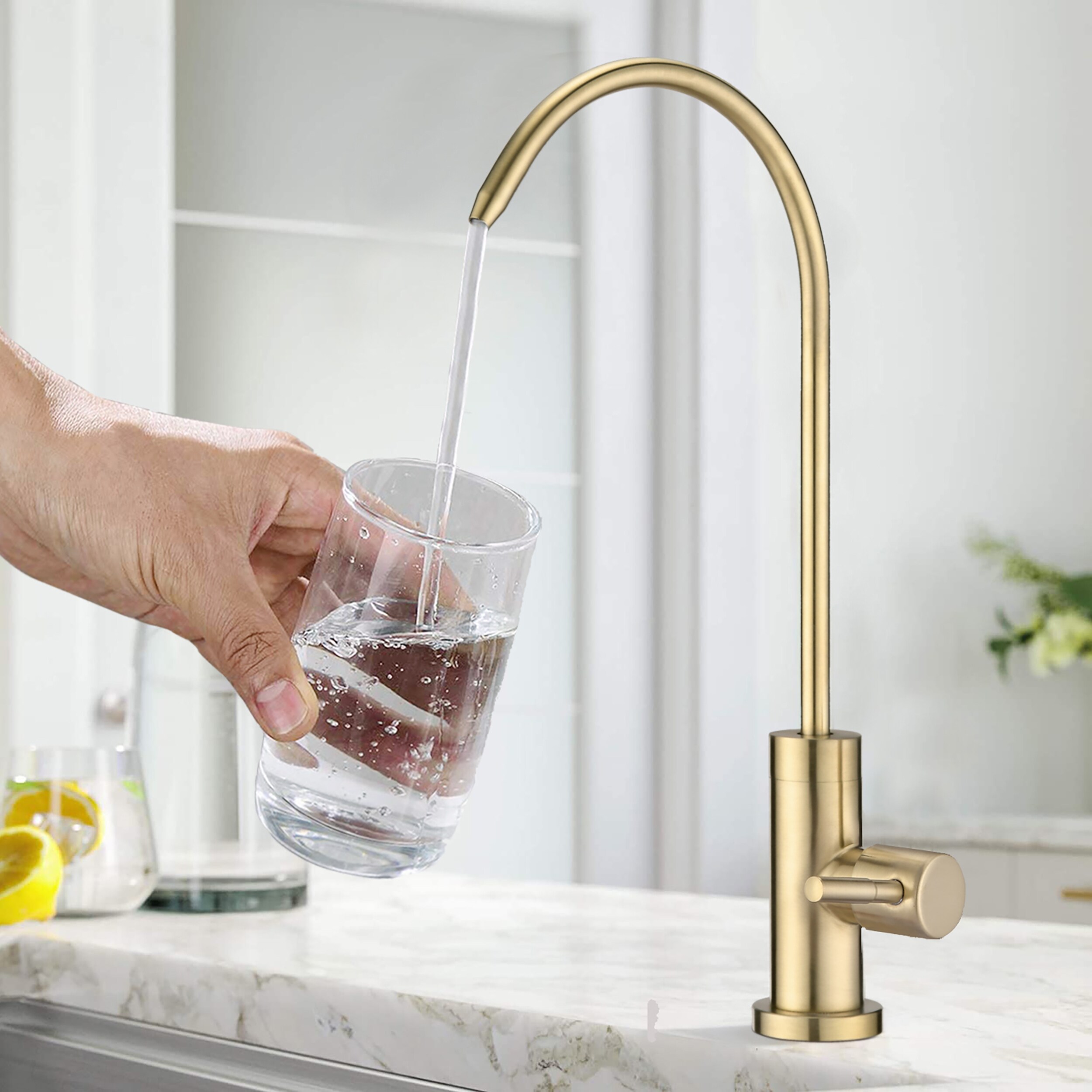 CASAINC Brushed Gold Deckmount Cold Water Dispenser in the Water