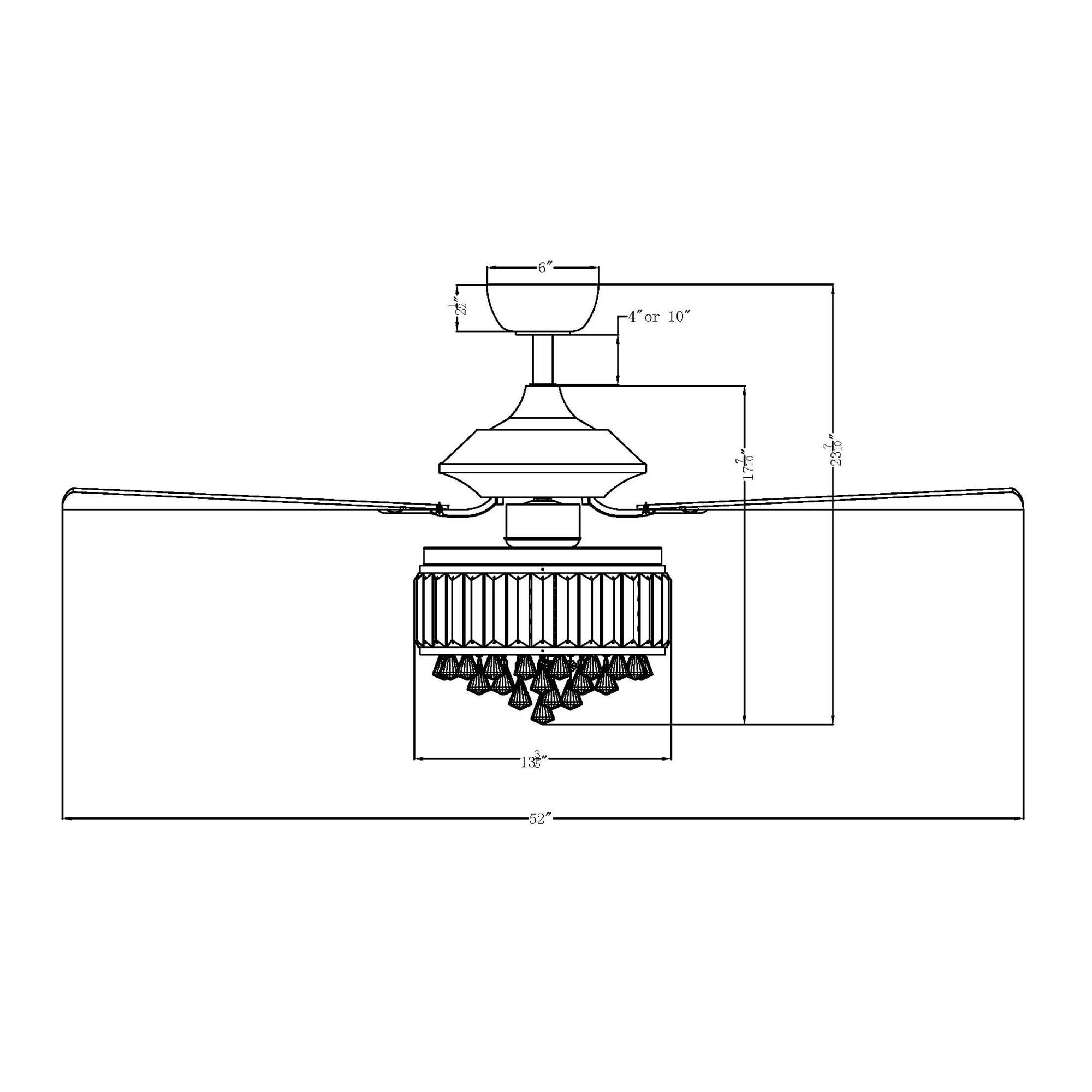 Matrix Decor 52-in Chrome LED Indoor Chandelier Ceiling Fan with