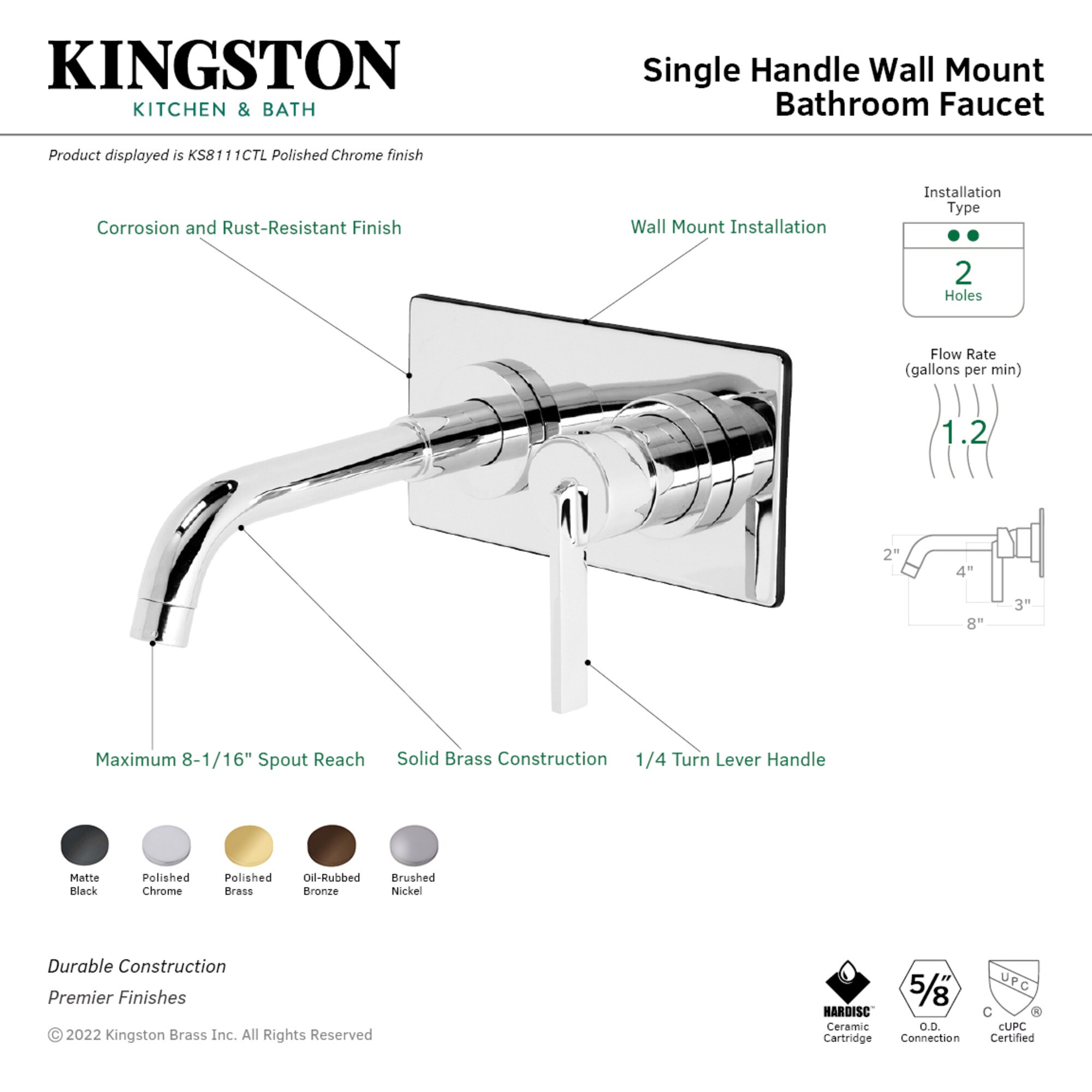 Kingston Brass WLKS8115CTL Lavatory-Faucets - View #3