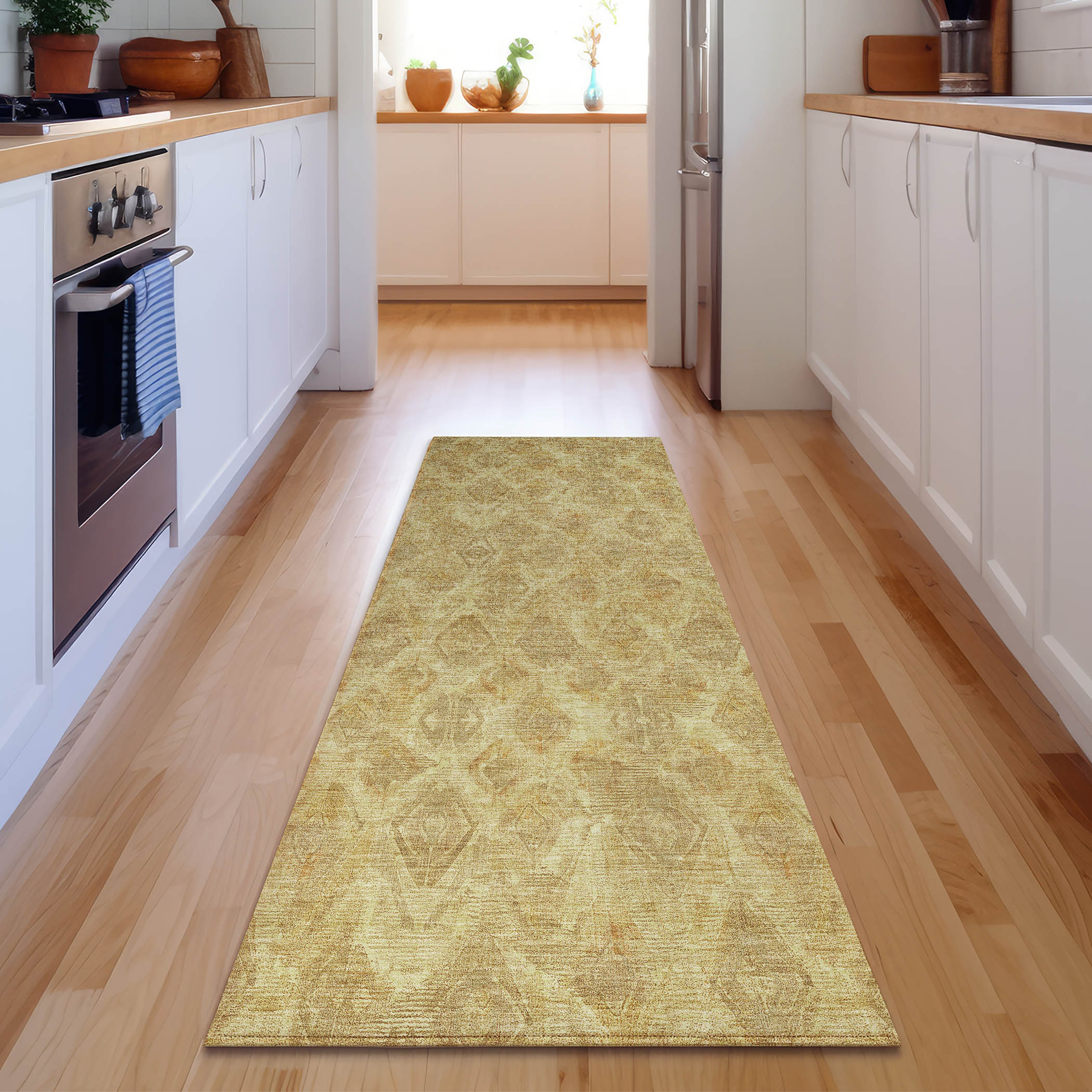 Addison Rugs AMF622GO2X8 Mayfield AMF622GO 2 x 7 (ft) Polyester Gold Rectangular Indoor Geometric Machine washable Runner rug