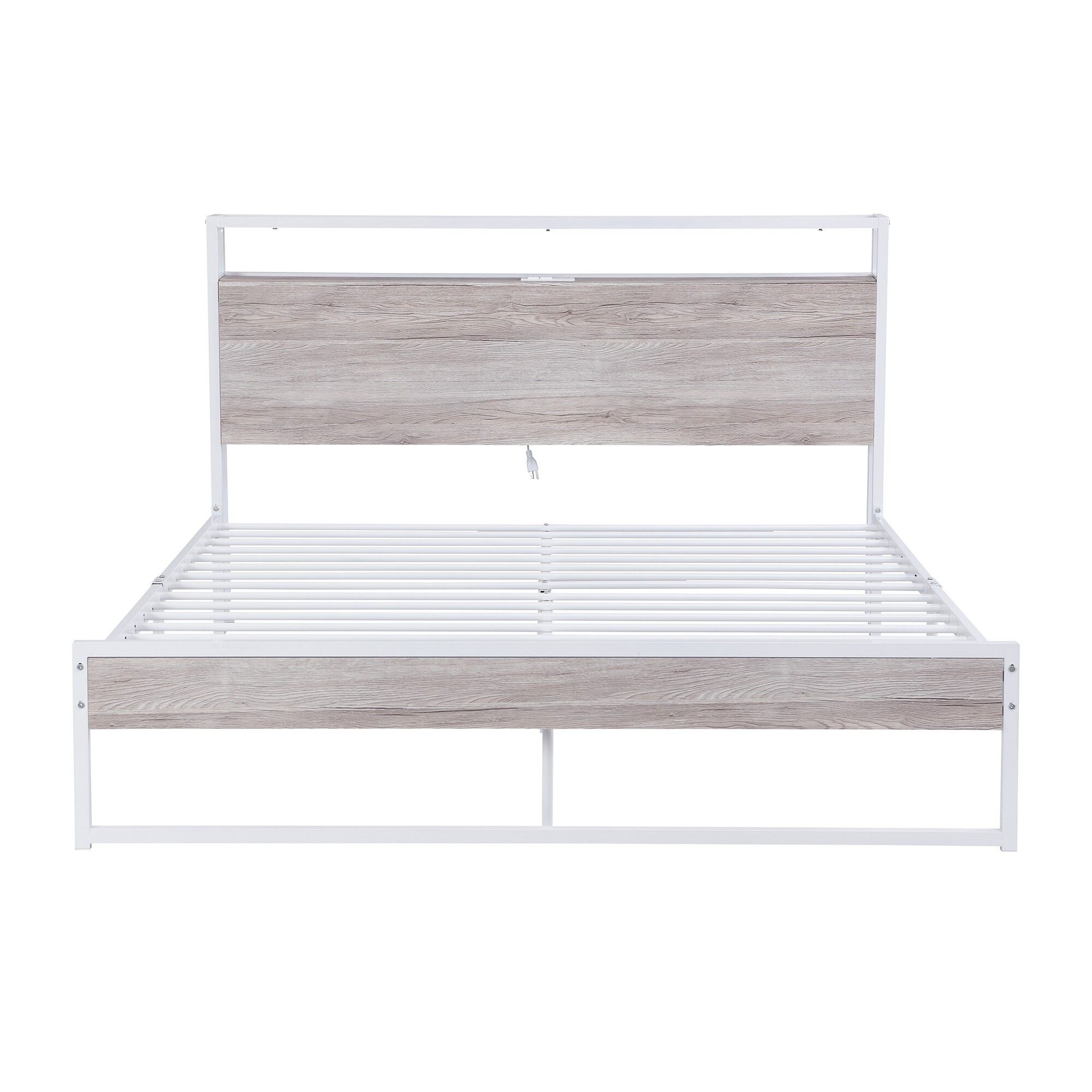 Yiekholo LL-0067AAK White Queen Metal Platform Bed