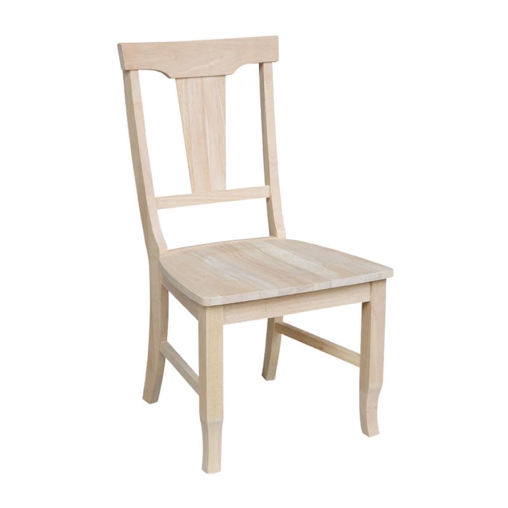 Set of 2 Unfinished Solid Wood Panel Back Dining Chairs