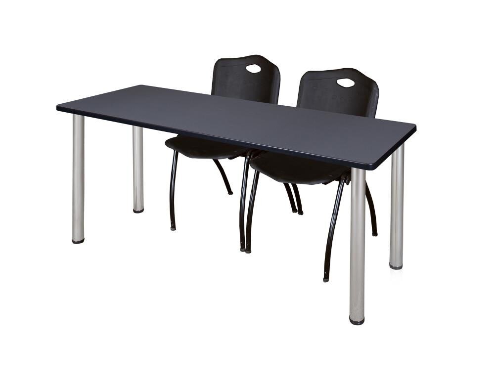Regency MT7224GYBPCM47BK Training Gray 4-Person Training Table (72-in W x 29-in H)