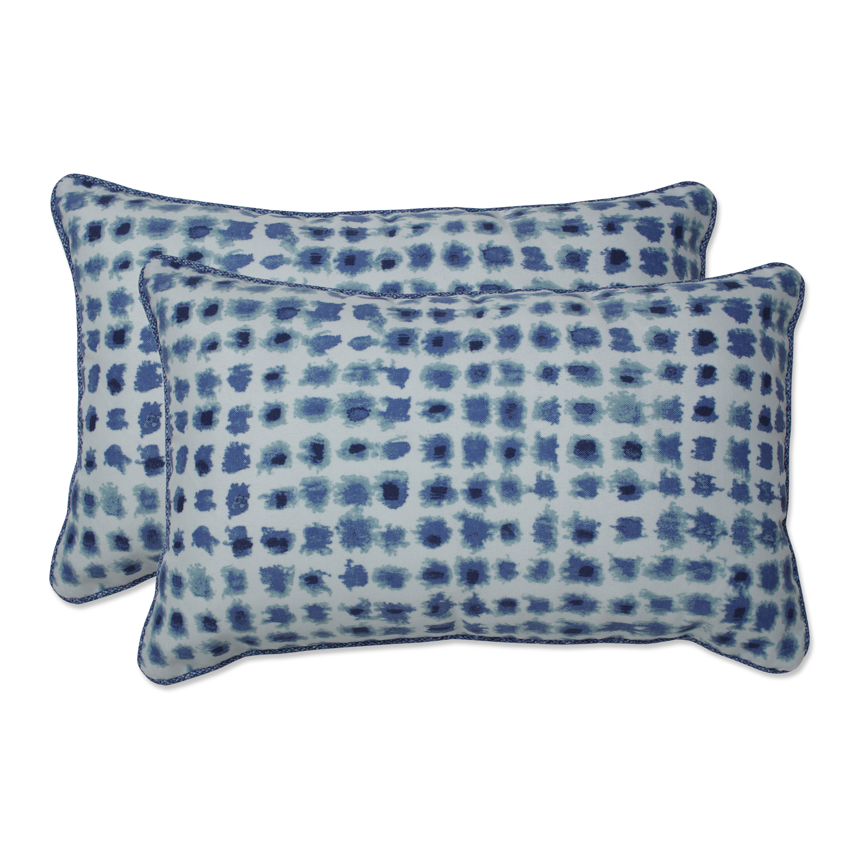 Pillow Perfect 673264 2-Pack Graphic Print Blue Rectangular Throw Pillow