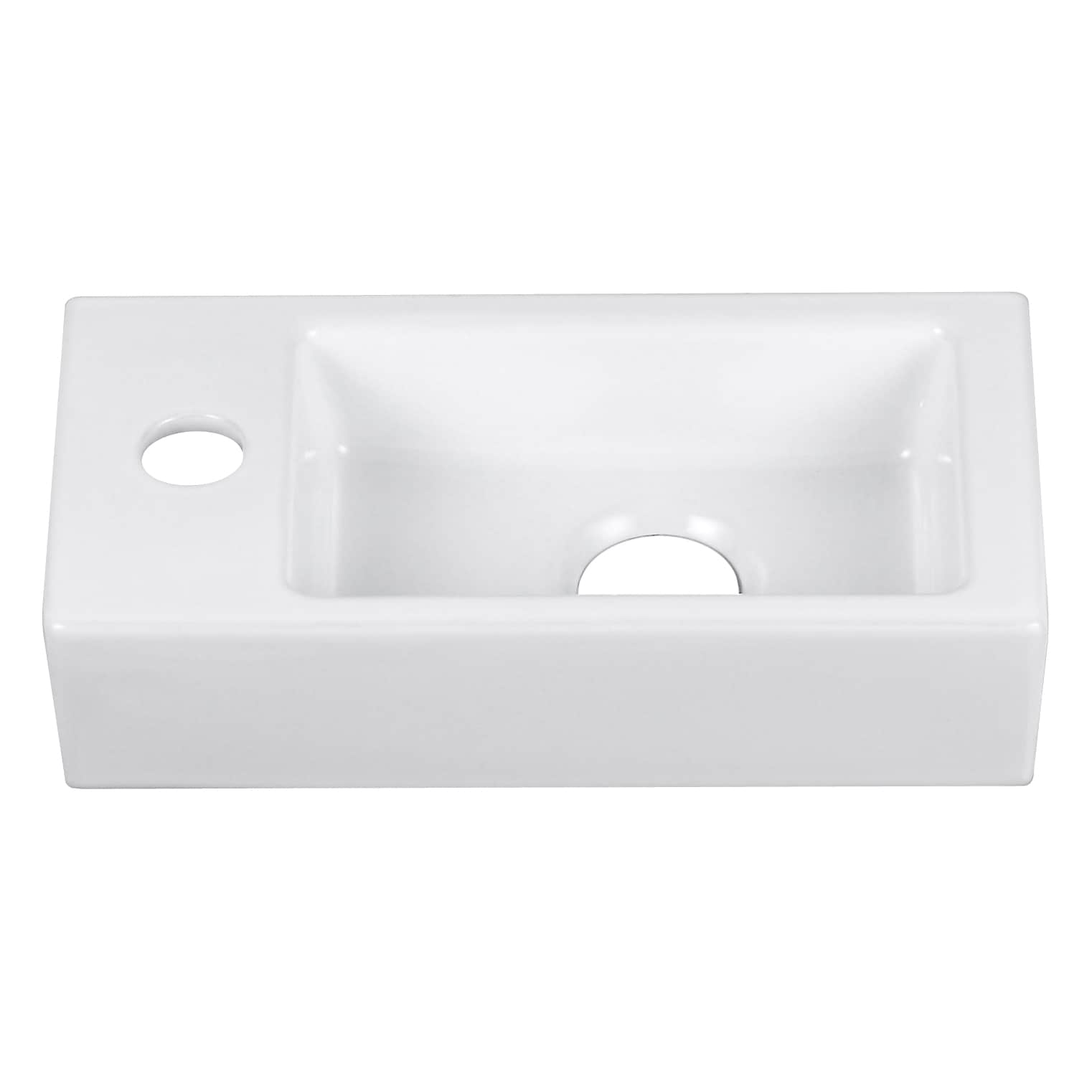 White Ceramic Rectangular Wall-Mount Bathroom Sink