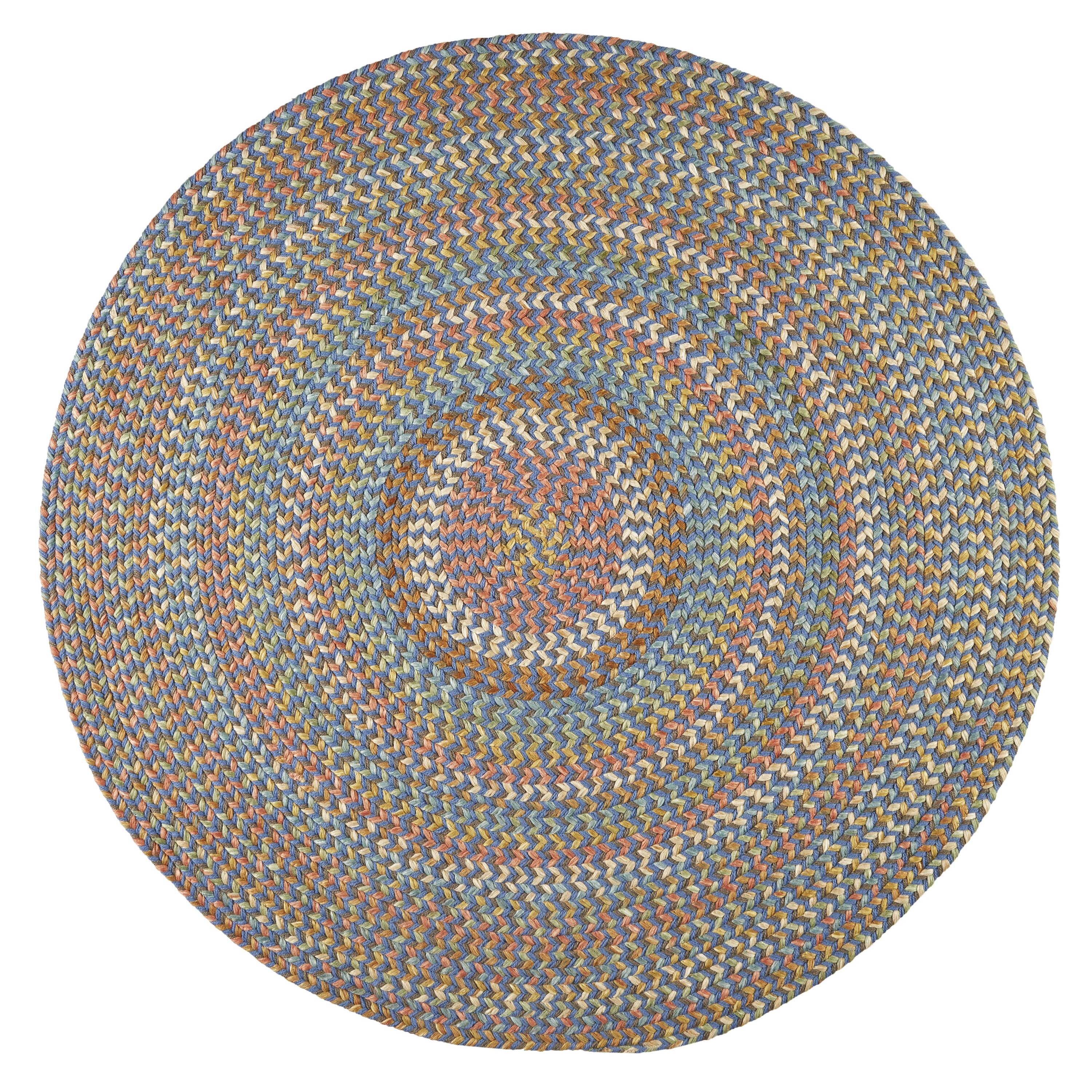 Rhody Rug CY97R096X096 8 x 8 (ft) Braided Polypropylene Marina Blue Round Indoor/Outdoor Geometric Area rug