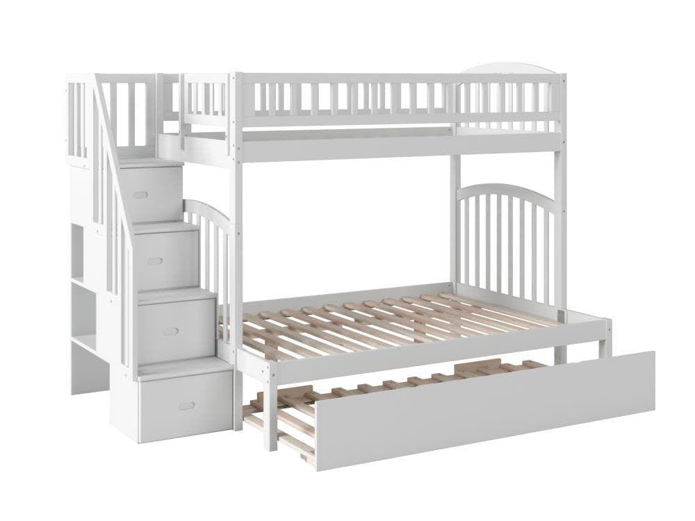 Afi Furnishings Westbrook Staircase, White Twin Over Full Bunk Bed With Drawers And Slide