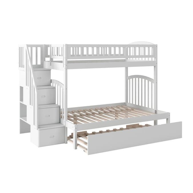 Atlantic Furniture Westbrook Staircase, White Twin Over Full Bunk Bed With Stairs