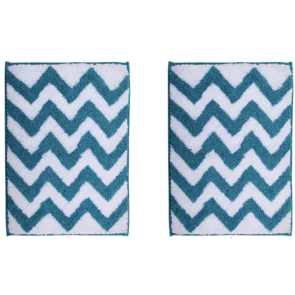 Better Trends BAPE2PC1724AQ 24-Inches x 17-Inches Aqua Polyester Bath rug