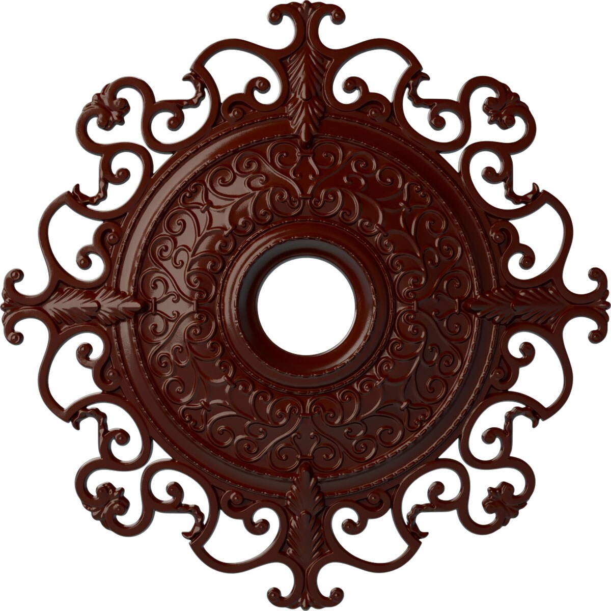Ekena Millwork CM38OLBMF Orleans 38.375-in W x 38.375-in L Painted Brushed Mahogany Polyurethane Whole Ceiling Medallion