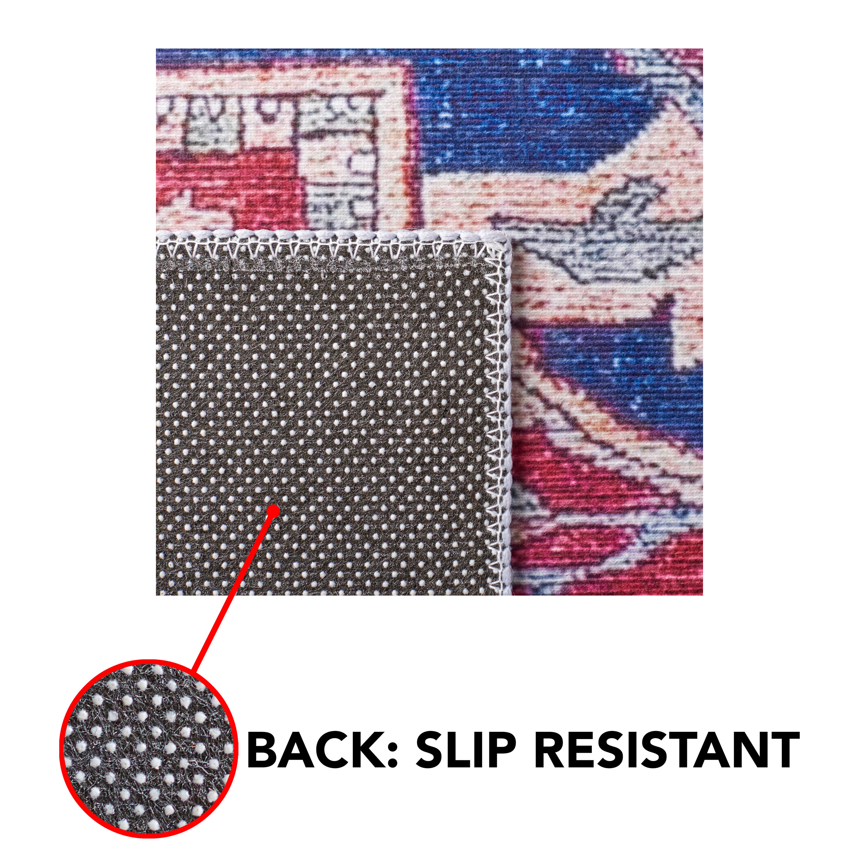 Tucson Elegant Red Synthetic 30" Washable Runner Rug