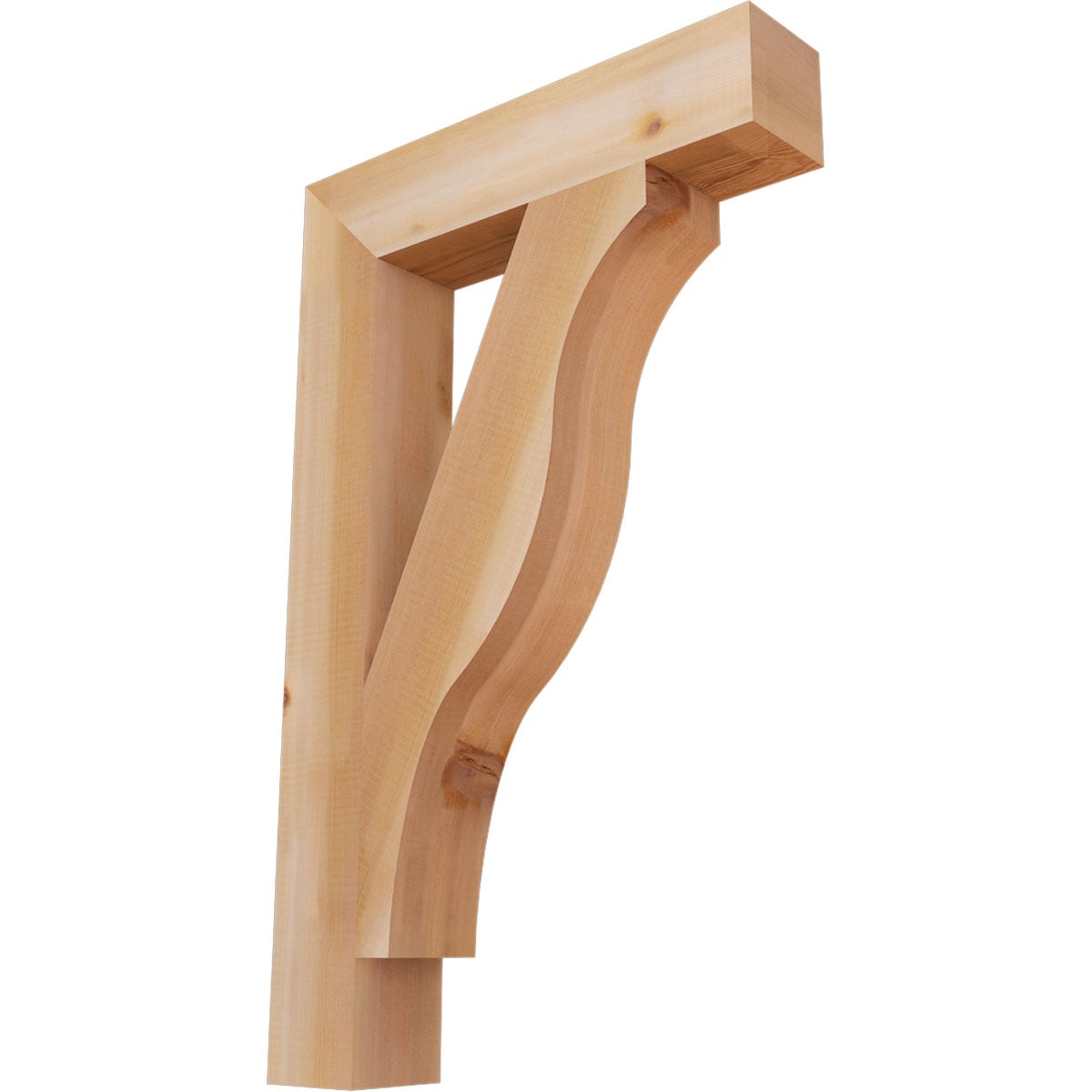 Ekena Millwork BKT04X20X32FST05SWR Funston Block Smooth 3-1/2-in x 20-in x 32-in Western red cedar Brown Wood Standard bracket