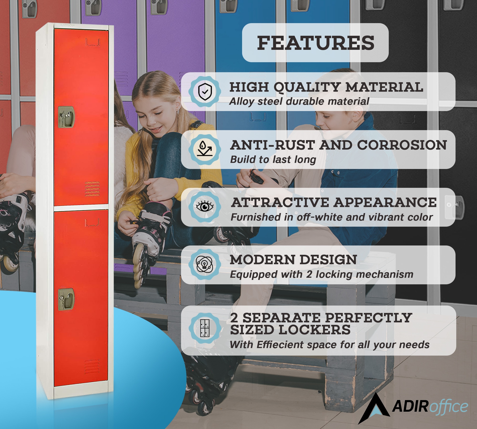 AdirOffice 629-202-RED-PKG-1 Storage-Lockers - View #4