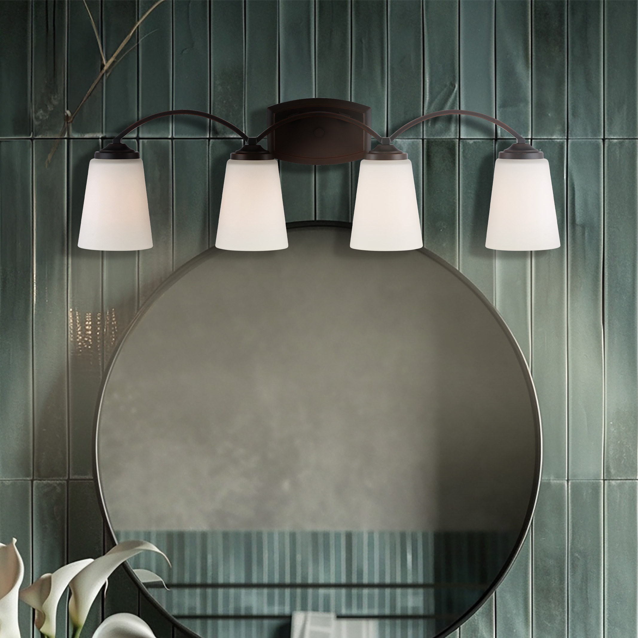 Minka Lavery 6964-284 Overland Park 30.50-in 4 -Light Antique Bronze Transitional Vanity light bar