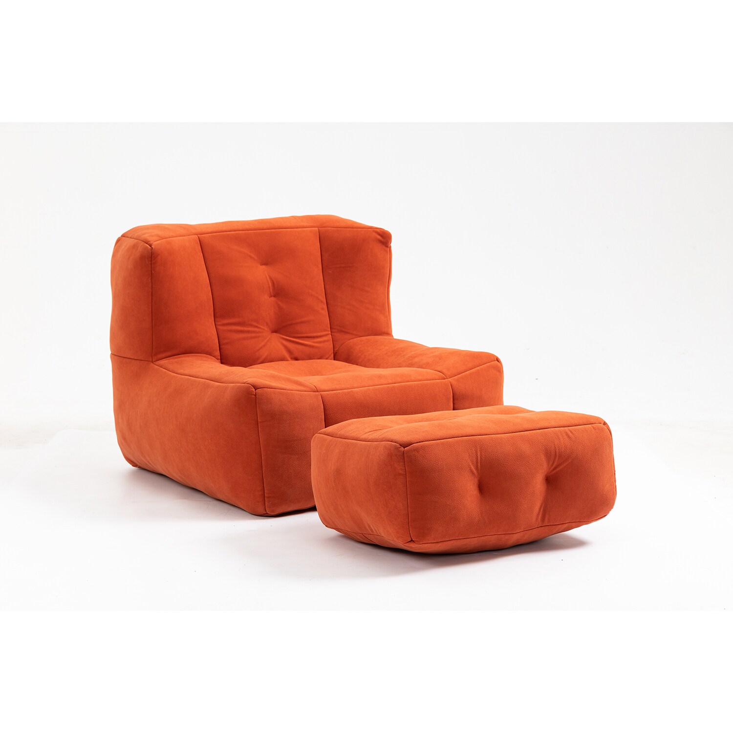 GZMR 2 Super Soft Lazy Sofa Chair Modern Orange Red Velvet Accent