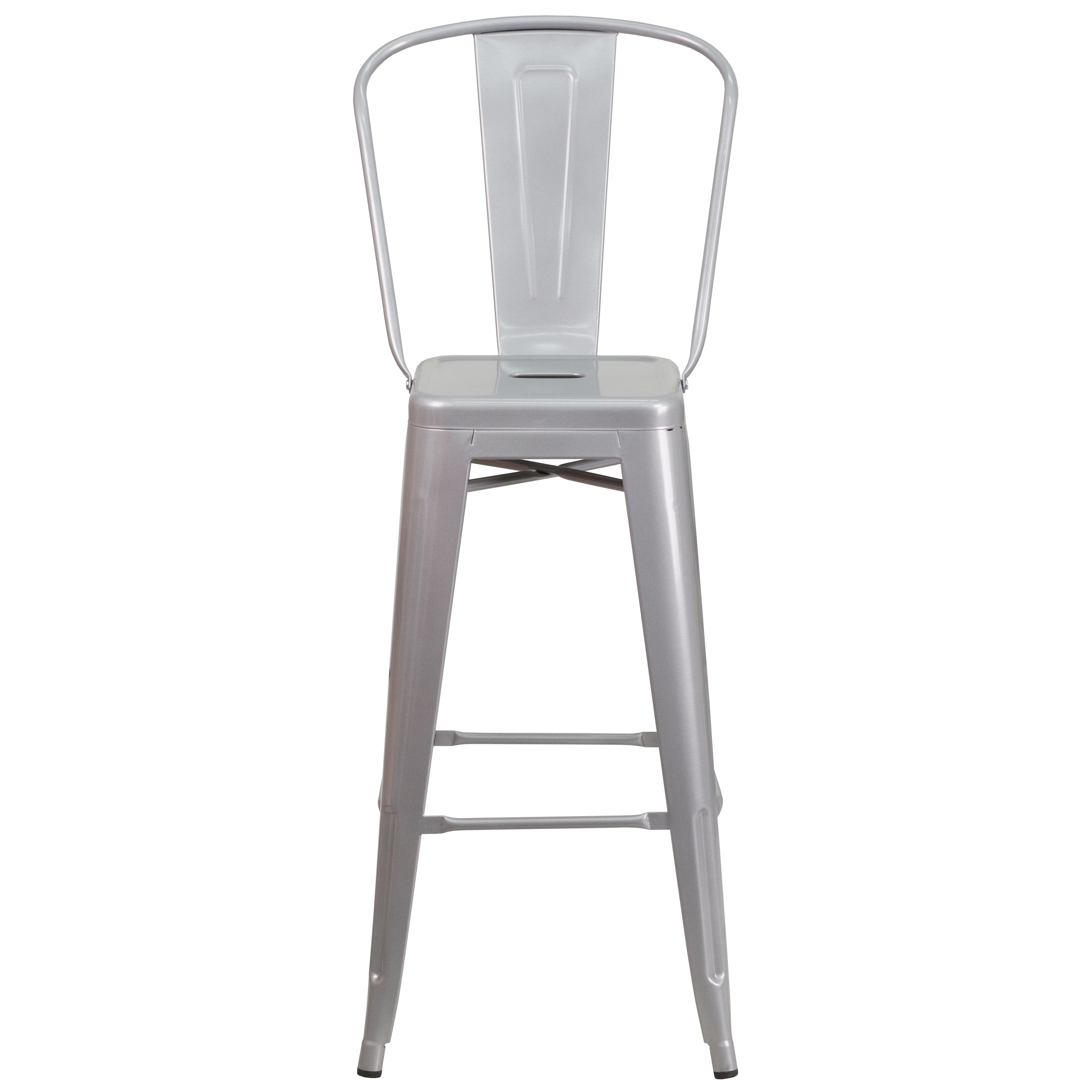 Silver Metal 30" High Backless Industrial Bar Stool