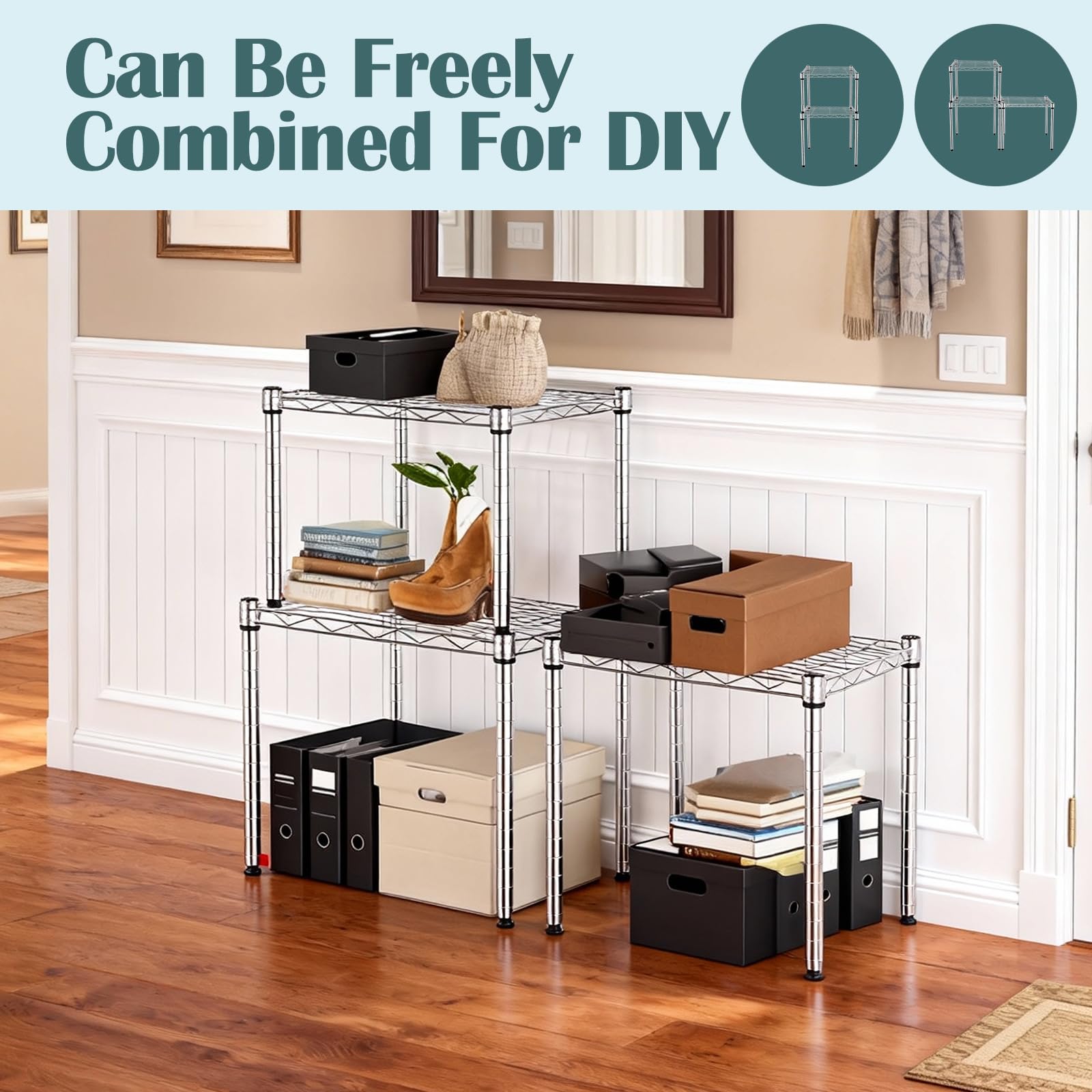 CYIKE Stackable Metal Wire Shelving Unit One Tier Versatile Storage ...