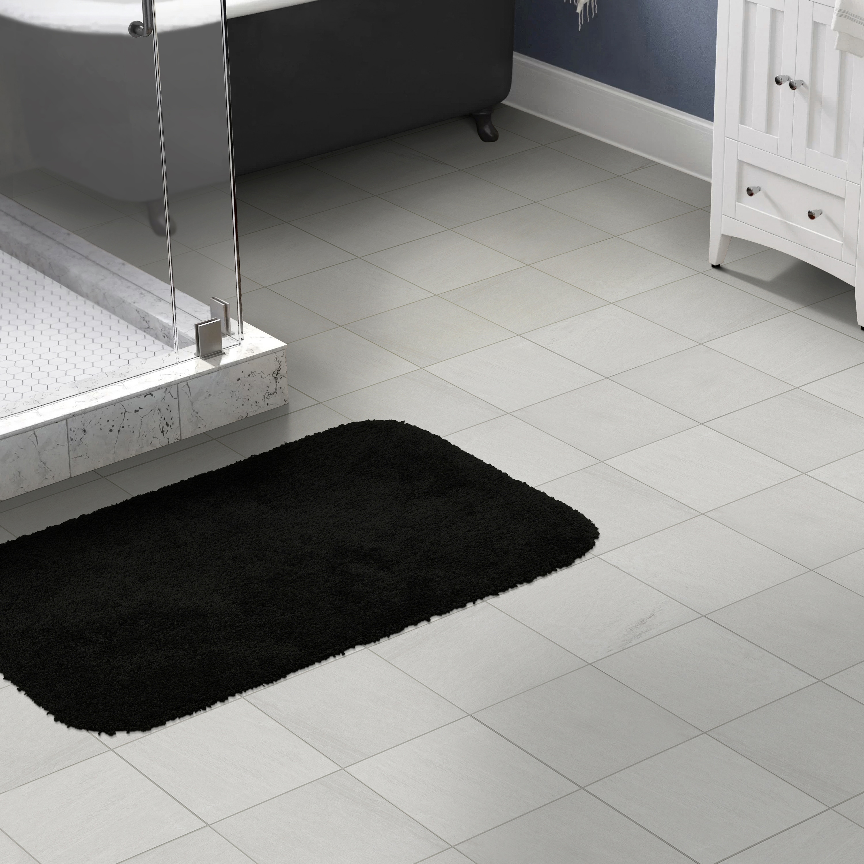 Garland Rug BA100W030050J9 Serendipity 30-in x 50-in Black Nylon Bath rug