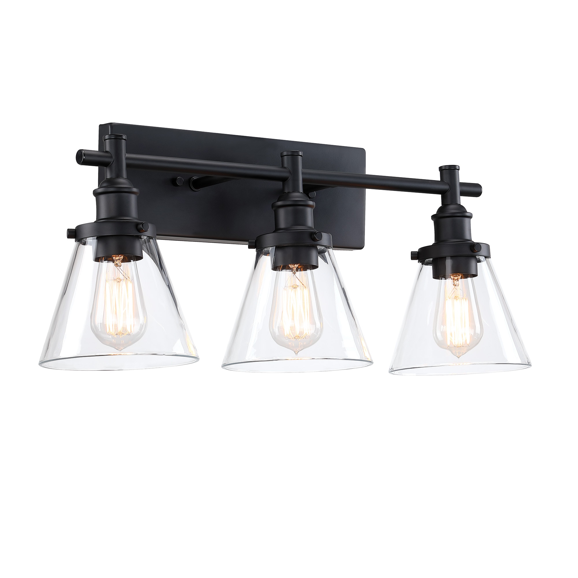 allen + roth Shiloh 24-in 3-Light Matte Black Farmhouse Vanity Light ...