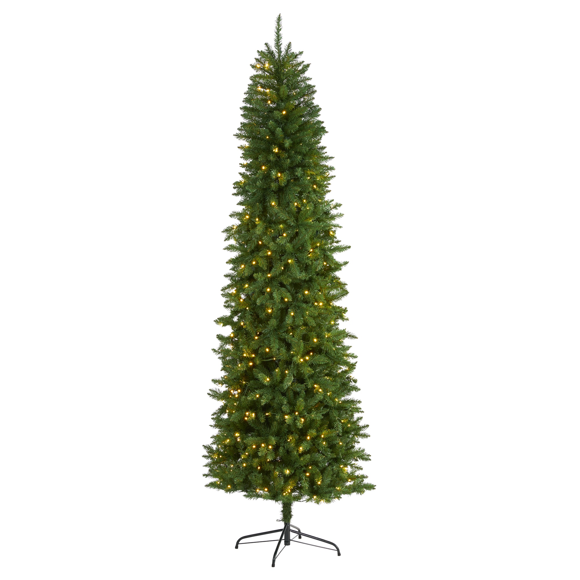 Nearly Natural 8-ft Pine Pre-lit Traditional Slim Artificial Christmas ...