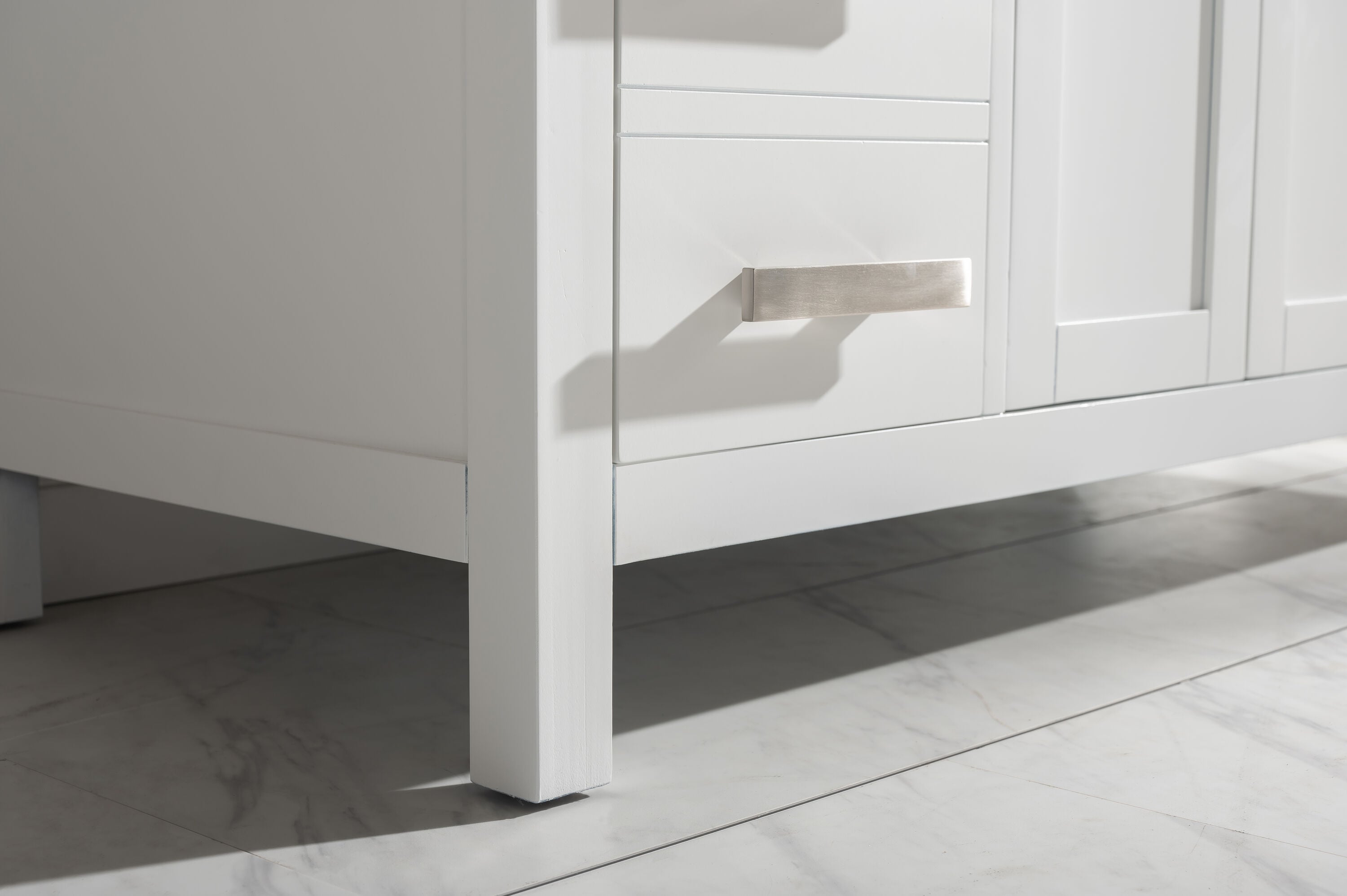 White Quartz Freestanding Single Vanity with Porcelain Sink
