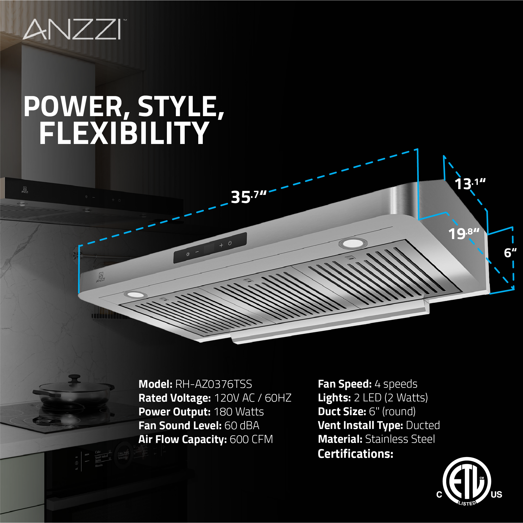 ANZZI RH-AZ0391TSS Undercabinet-Range-Hoods - View #10