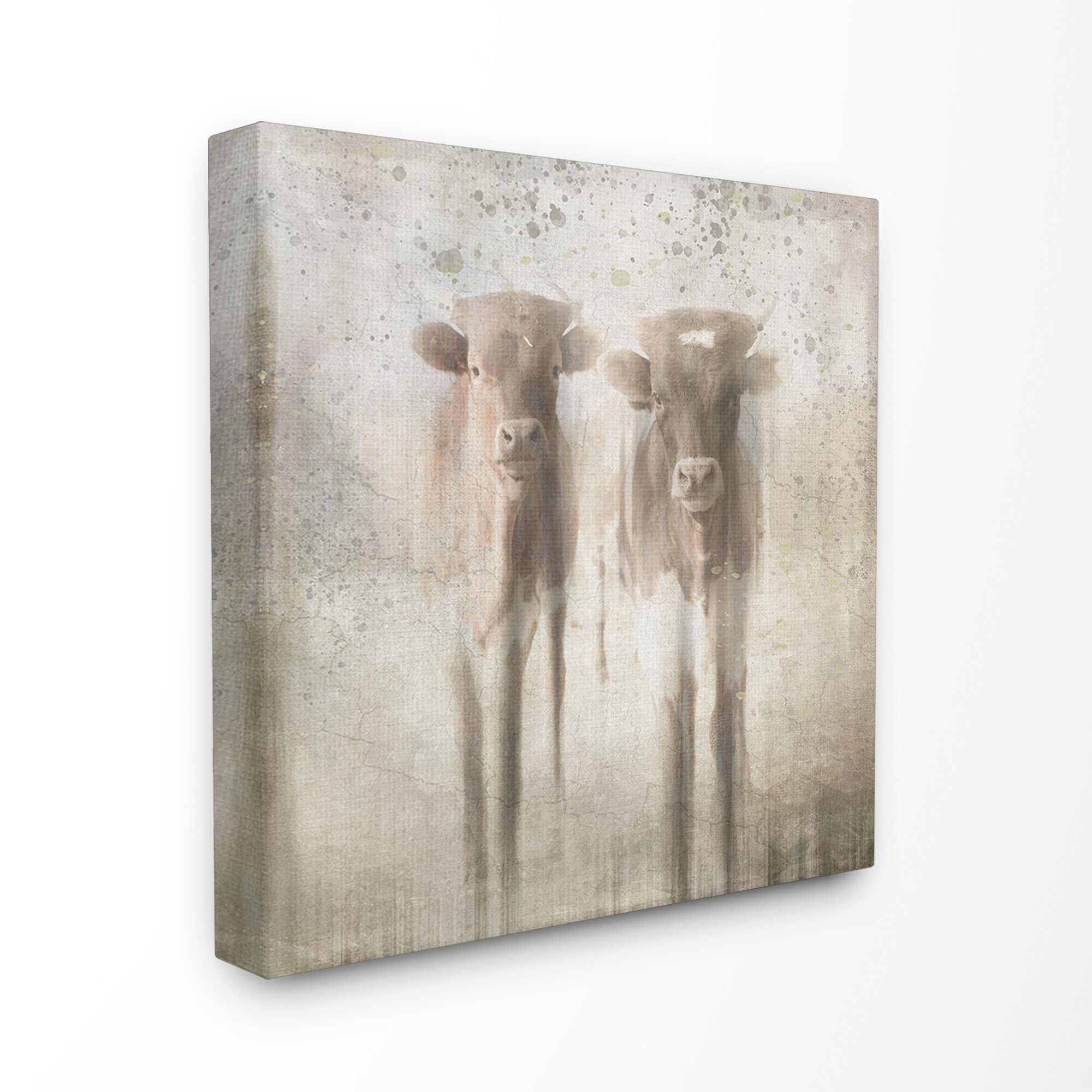 Stupell Industries AAP-261-CN-30X30 Washed Out Distressed Surface Rustic Calf Pair Lightboxjournal 30-in H x 30-in W Vintage/Retro Print on Canvas