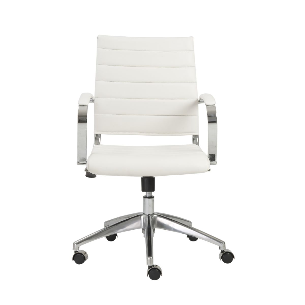 HomeRoots 370492 Amelia White Contemporary Adjustable Height Swivel Faux Leather Desk Chair