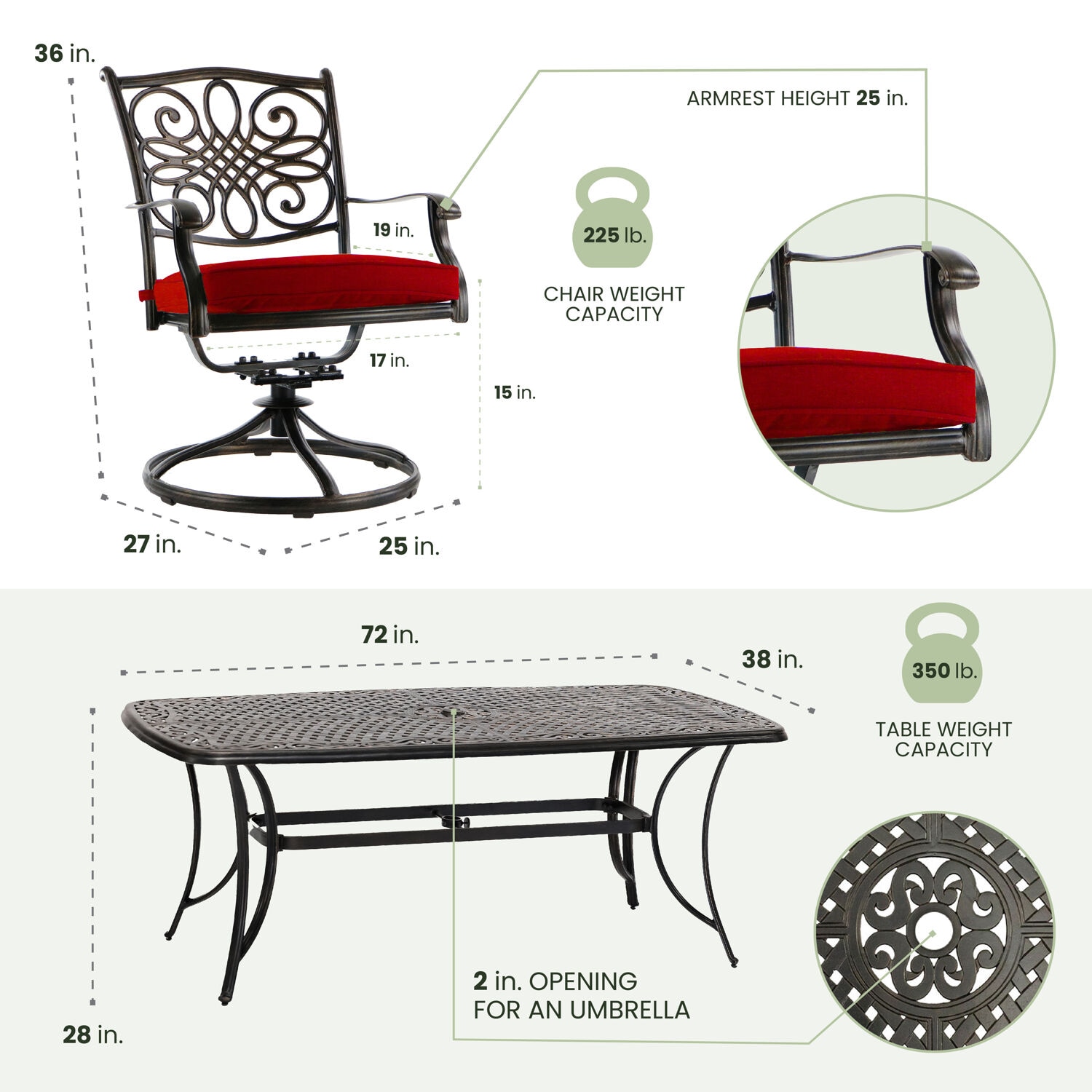 Hanover TRADDN7PCSW6-RED Patio-Dining-Sets - View #3