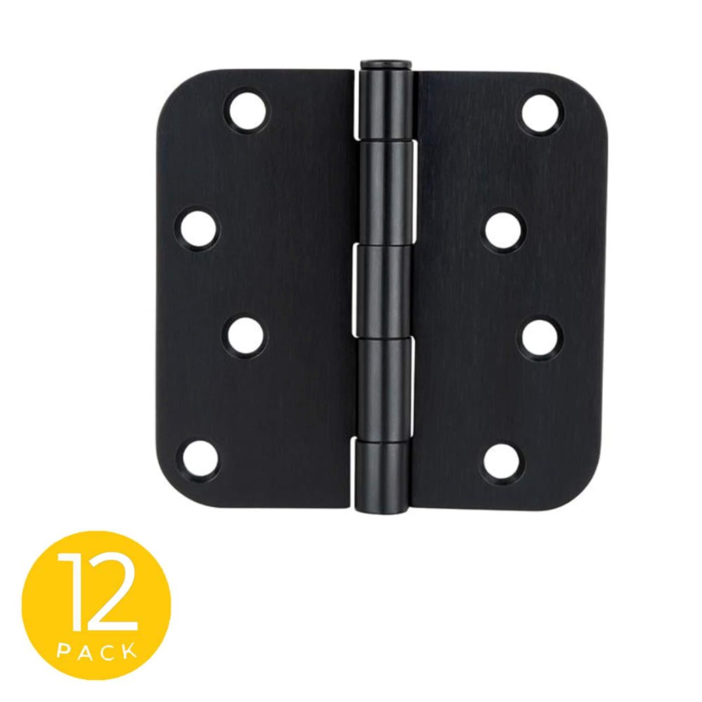 Global Door Controls Full Mortise Residential with Removable Pin 4-in H x 5/8-in Radius Matte black Mortise Interior/Exterior Door Hinge 12 -Pack