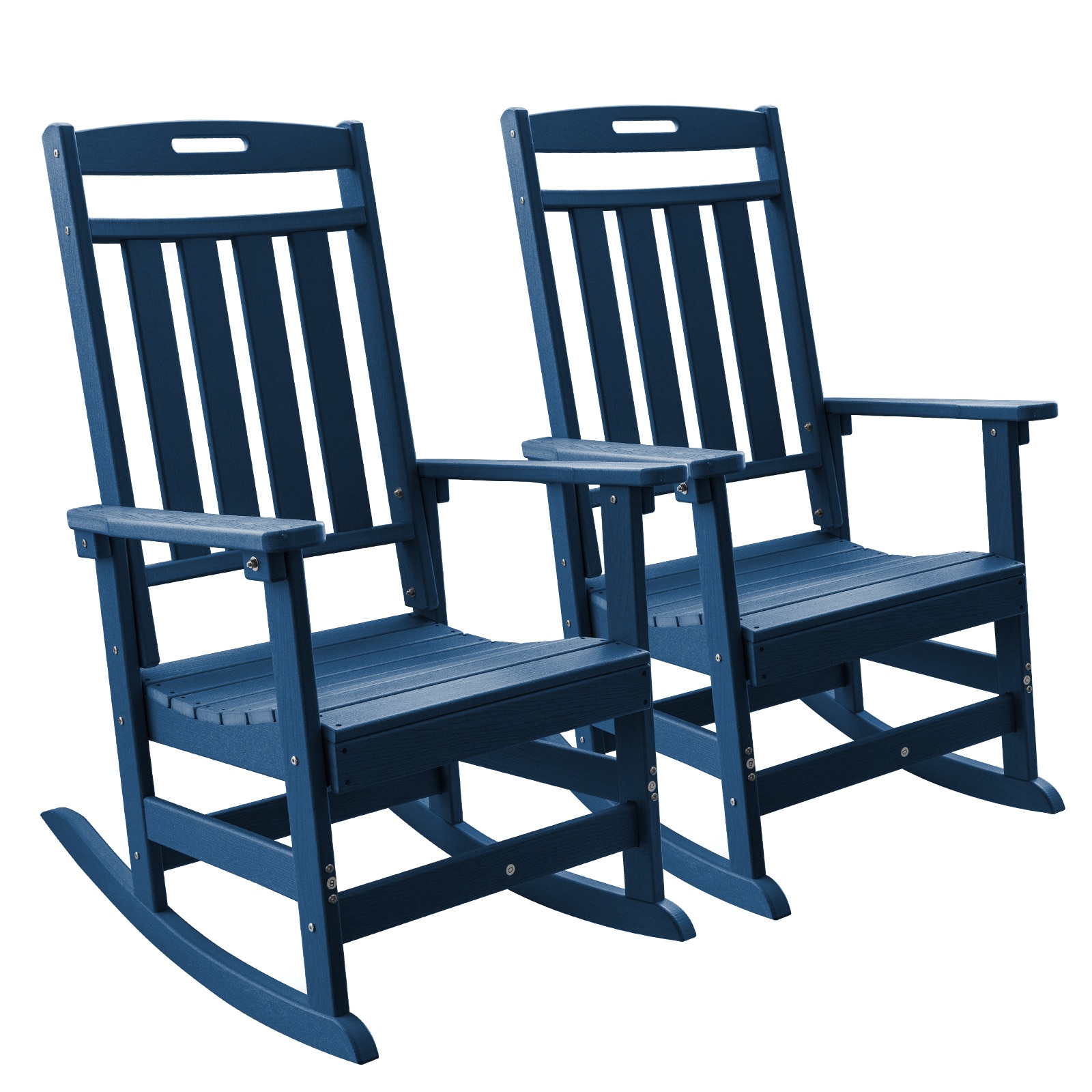 Upland YYRC-NB2 rocking chair Set of 2 Navy Blue HDPE Frame Rocking Chair with Blue Solid Seat