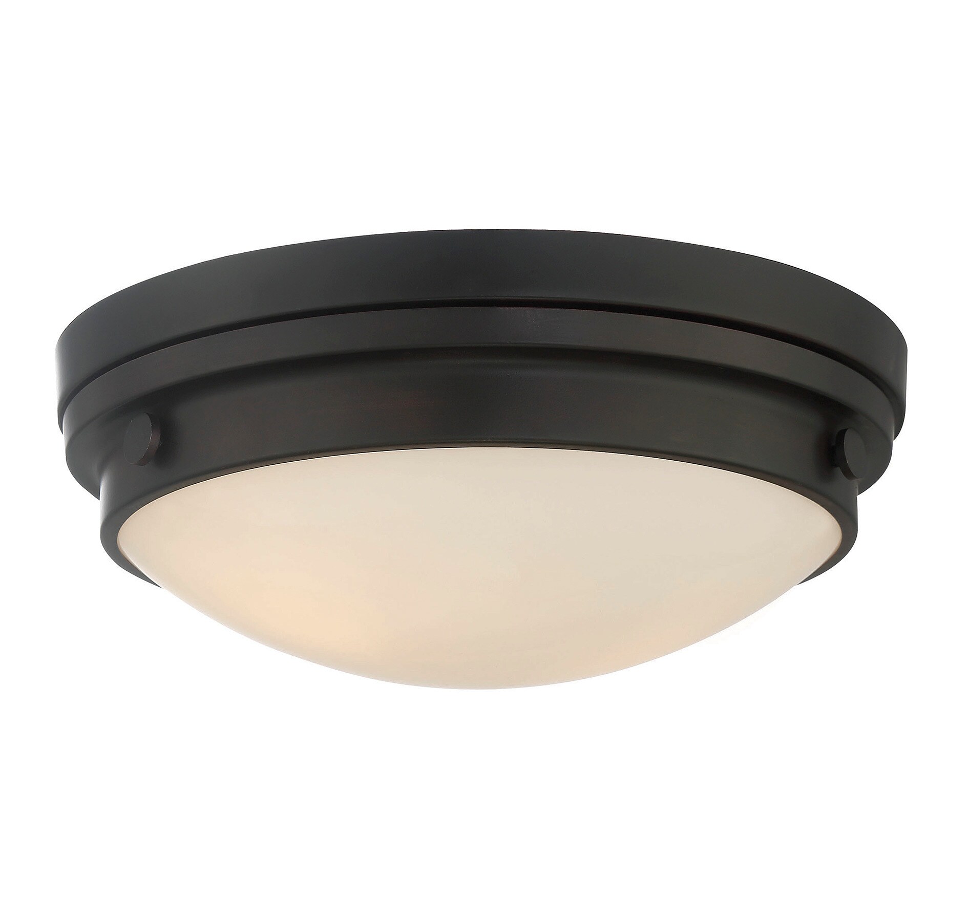 Transitional English Bronze 3-Light Ceiling Flush Mount with White Glass