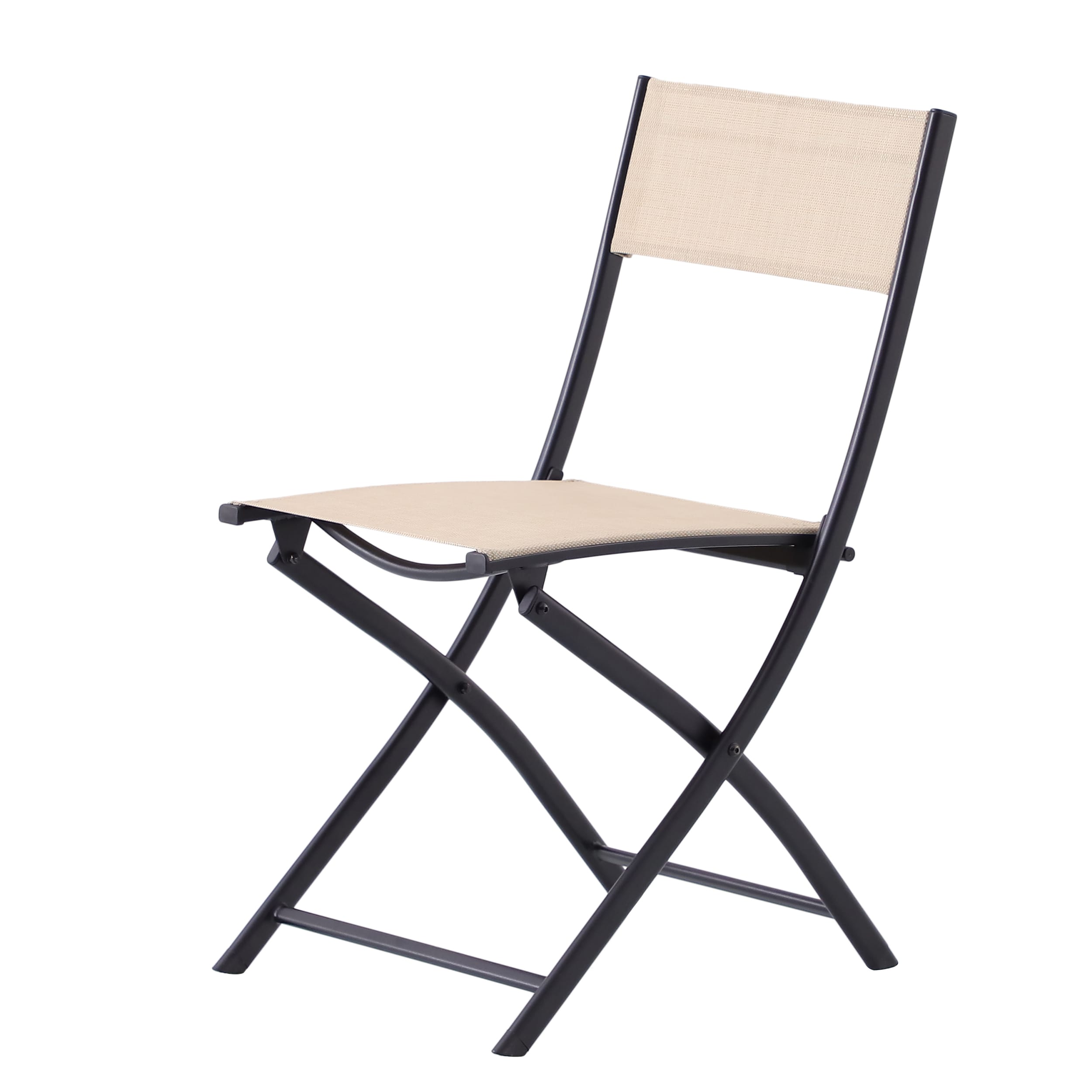STYLE SELECTIONS Chaise pliante en toile, acier, noir FDS70312