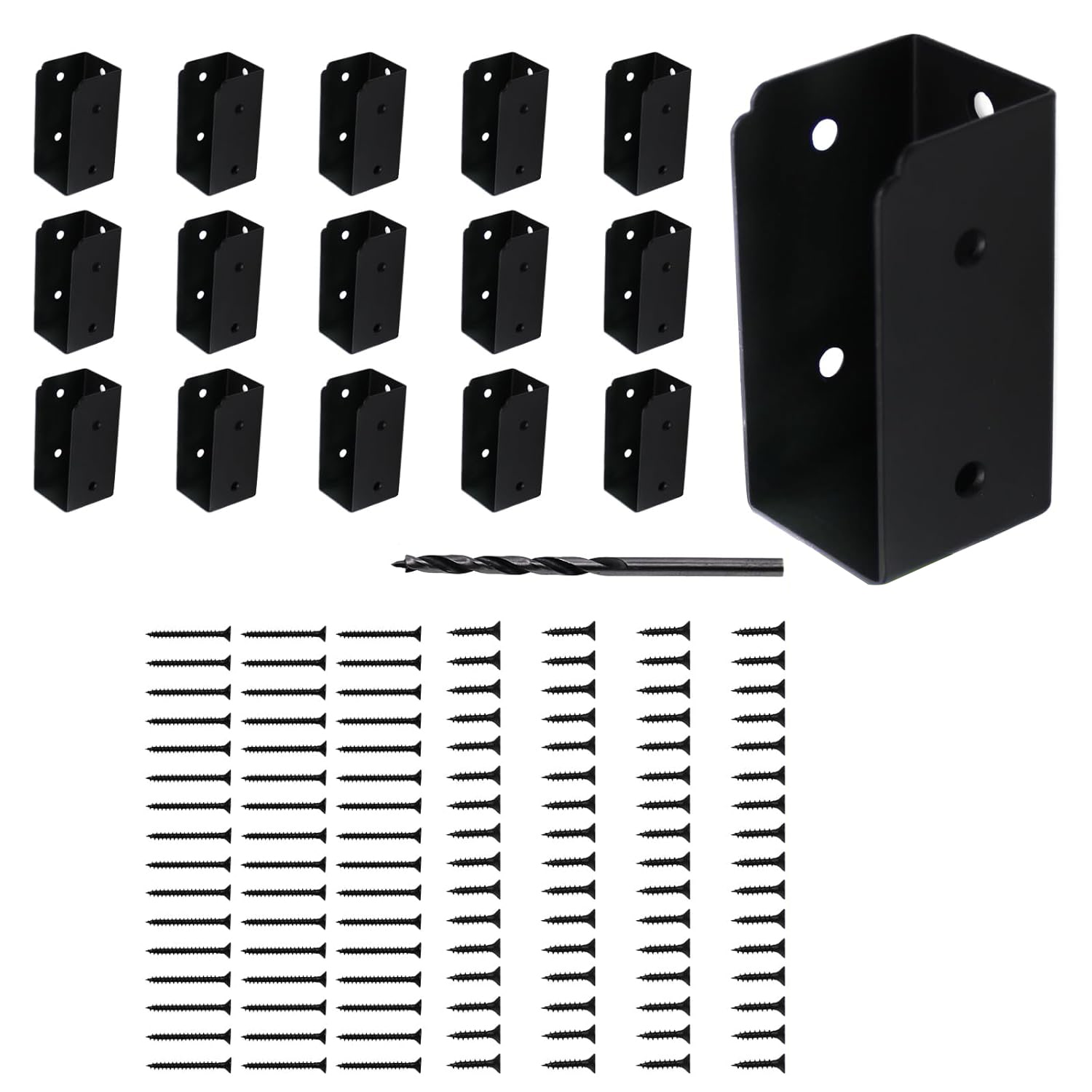 Etokfoks  16 Pcs Deck Railing Bracket Connectors for 2 x 4 Wood Posts with Mounting Hardware Black