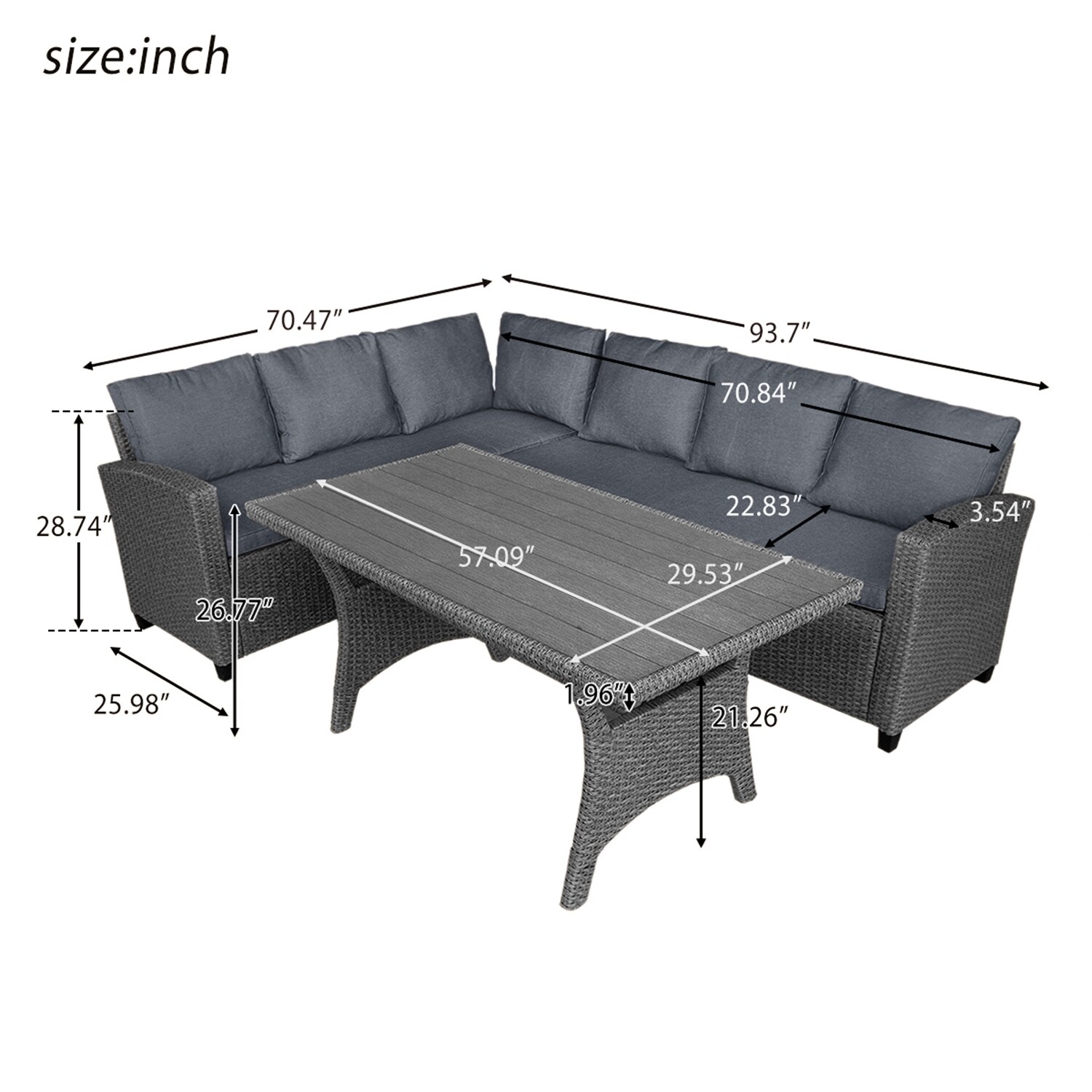 SINOFURN SYA010238GY Patio-Dining-Sets - View #2